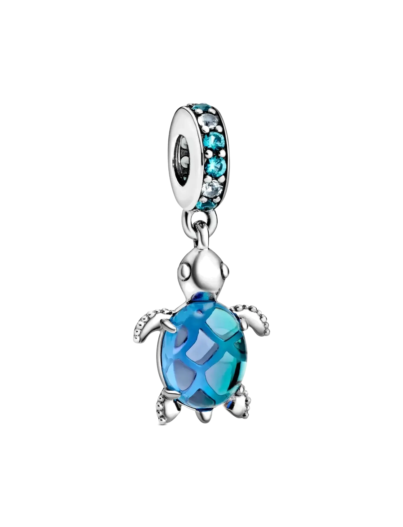 Pandora Sea turtle sterling silver dangle with icy green, bleached aqua blue crystal and peacock Murano glas - Charms - BLUE / silver