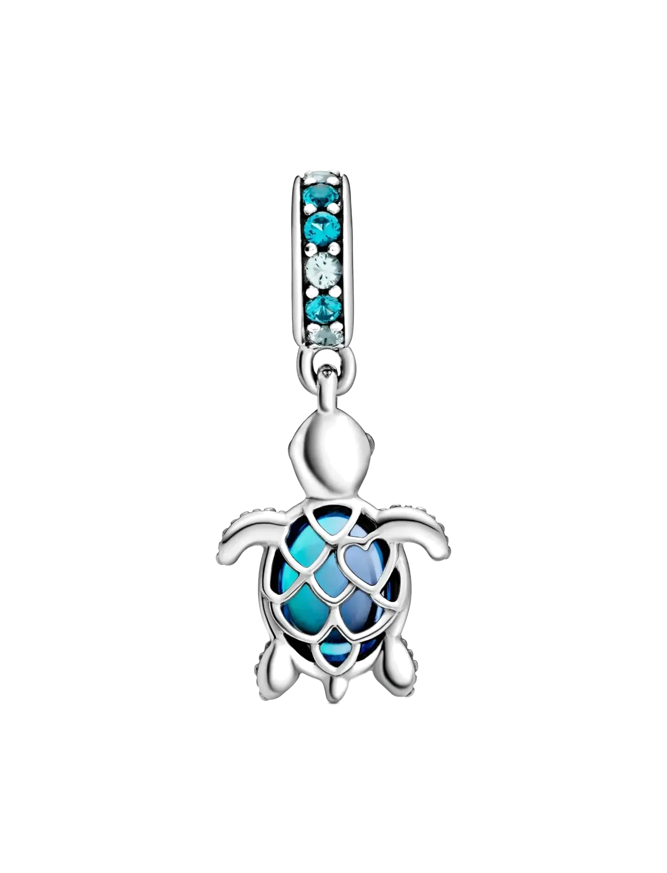 Pandora - Sea turtle sterling silver dangle with icy green, bleached aqua blue crystal and peacock Murano glas - blue - 2