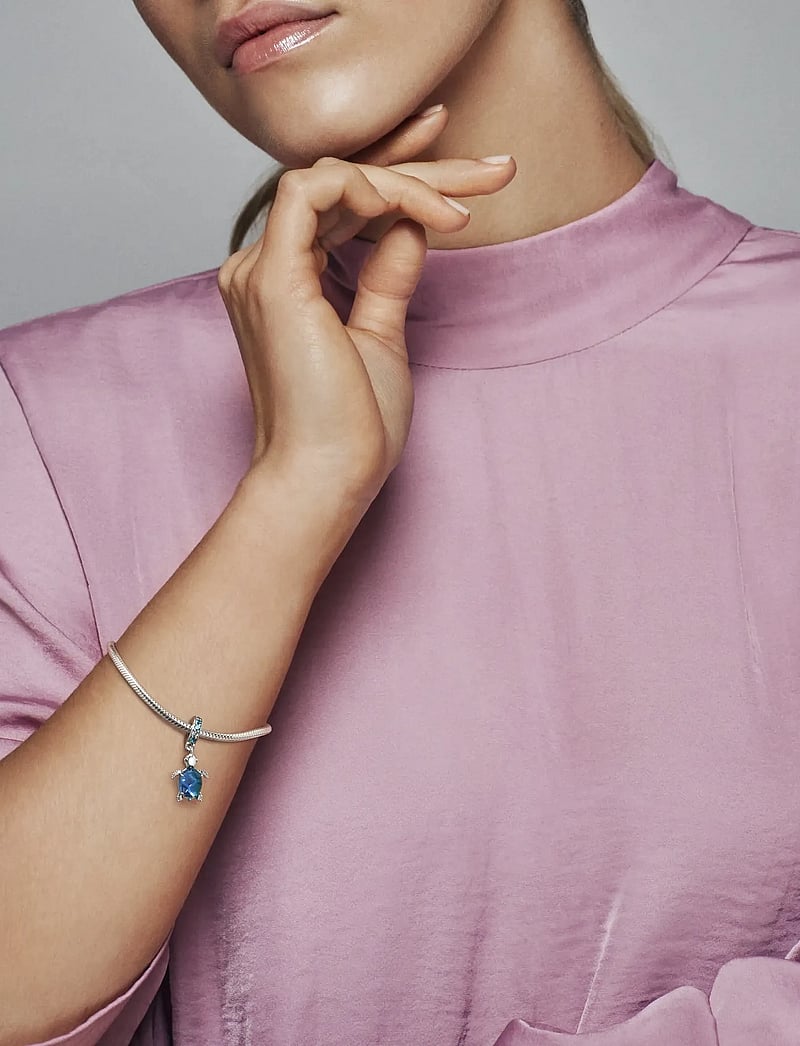 Pandora - Sea turtle sterling silver dangle with icy green, bleached aqua blue crystal and peacock Murano glas - hängen & berlocker - blue - 0