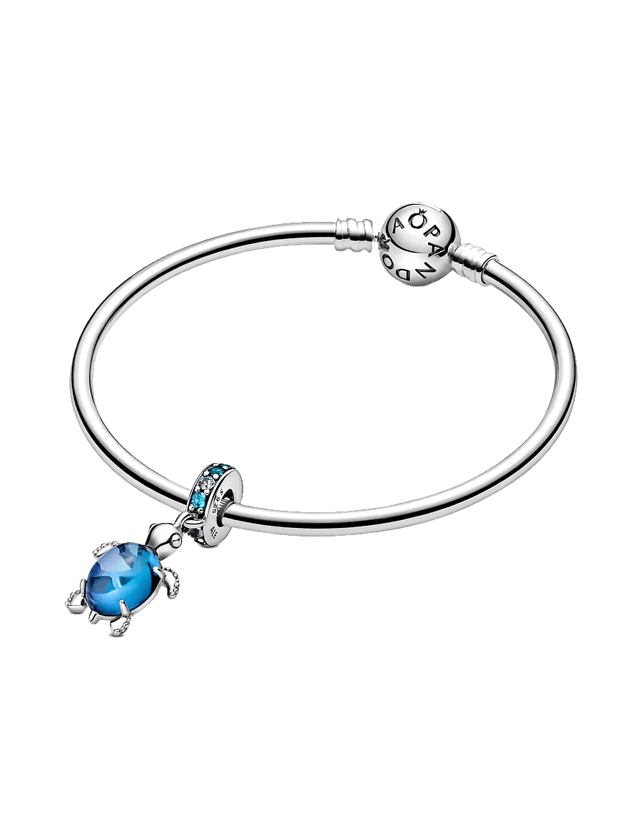 Pandora - Sea turtle sterling silver dangle with icy green, bleached aqua blue crystal and peacock Murano glas - blue - 3