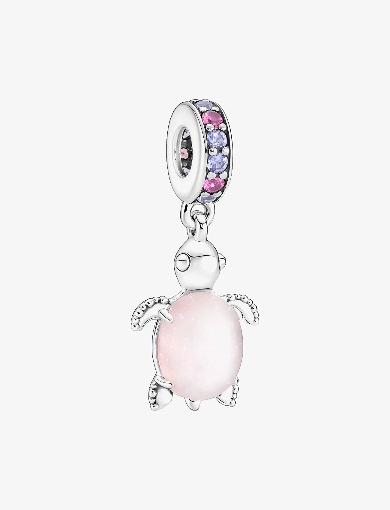 Pandora - Sea turtle sterling silver dangle with frosted dichroic pink Murano glass, regal purple and phlox pi - hängen & berlocker - pink - 1