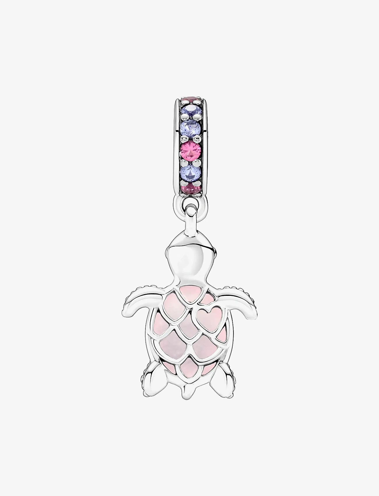 Pandora - Sea turtle sterling silver dangle with frosted dichroic pink Murano glass, regal purple and phlox pi - hängen & berlocker - pink - 2