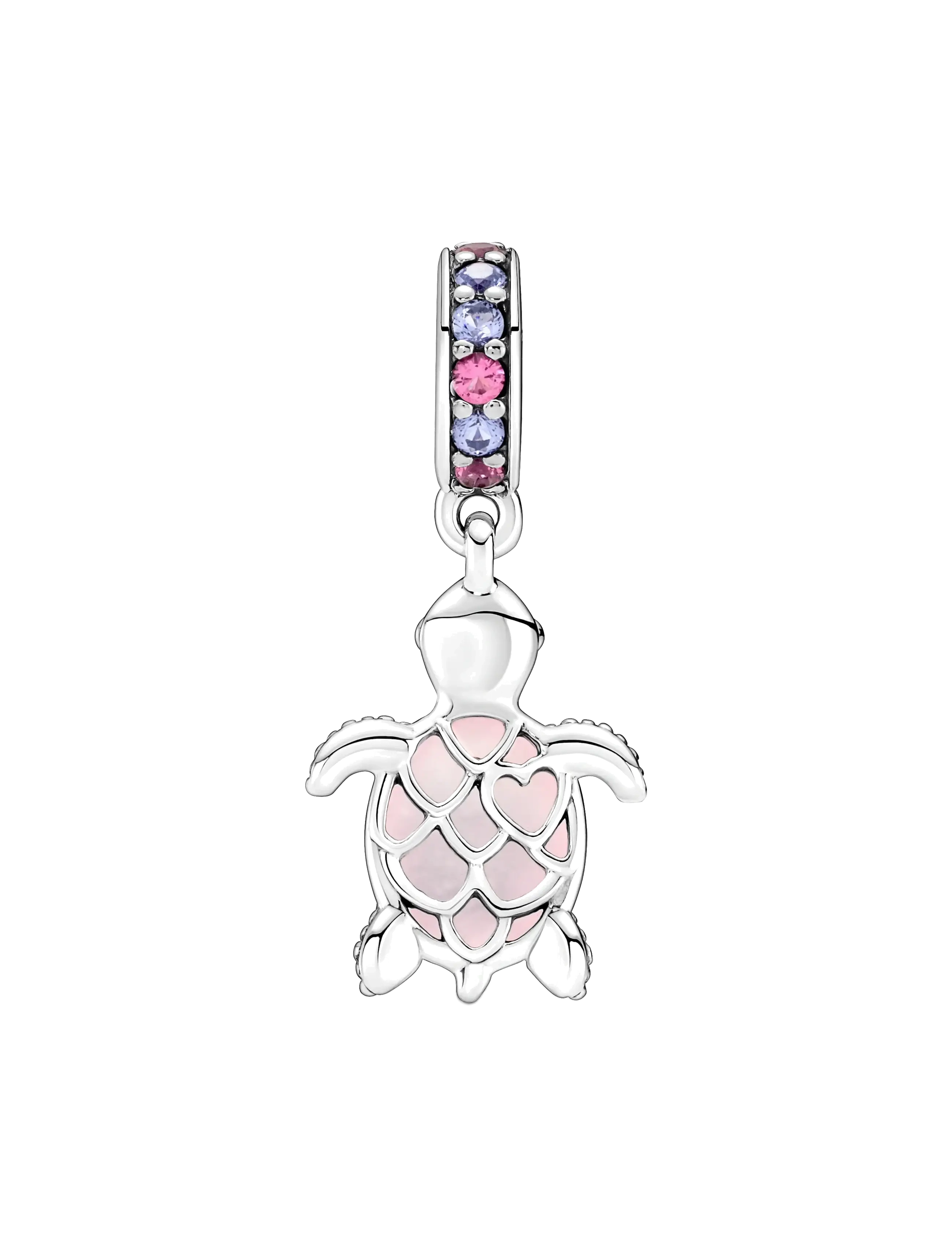 Pandora - Sea turtle sterling silver dangle with frosted dichroic pink Murano glass, regal purple and phlox pi - pink - 2