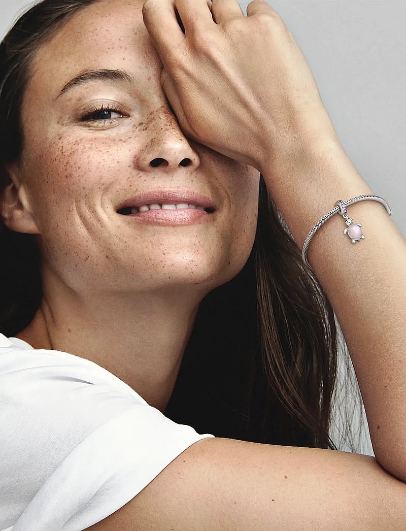 Pandora - Sea turtle sterling silver dangle with frosted dichroic pink Murano glass, regal purple and phlox pi - hängen & berlocker - pink - 0