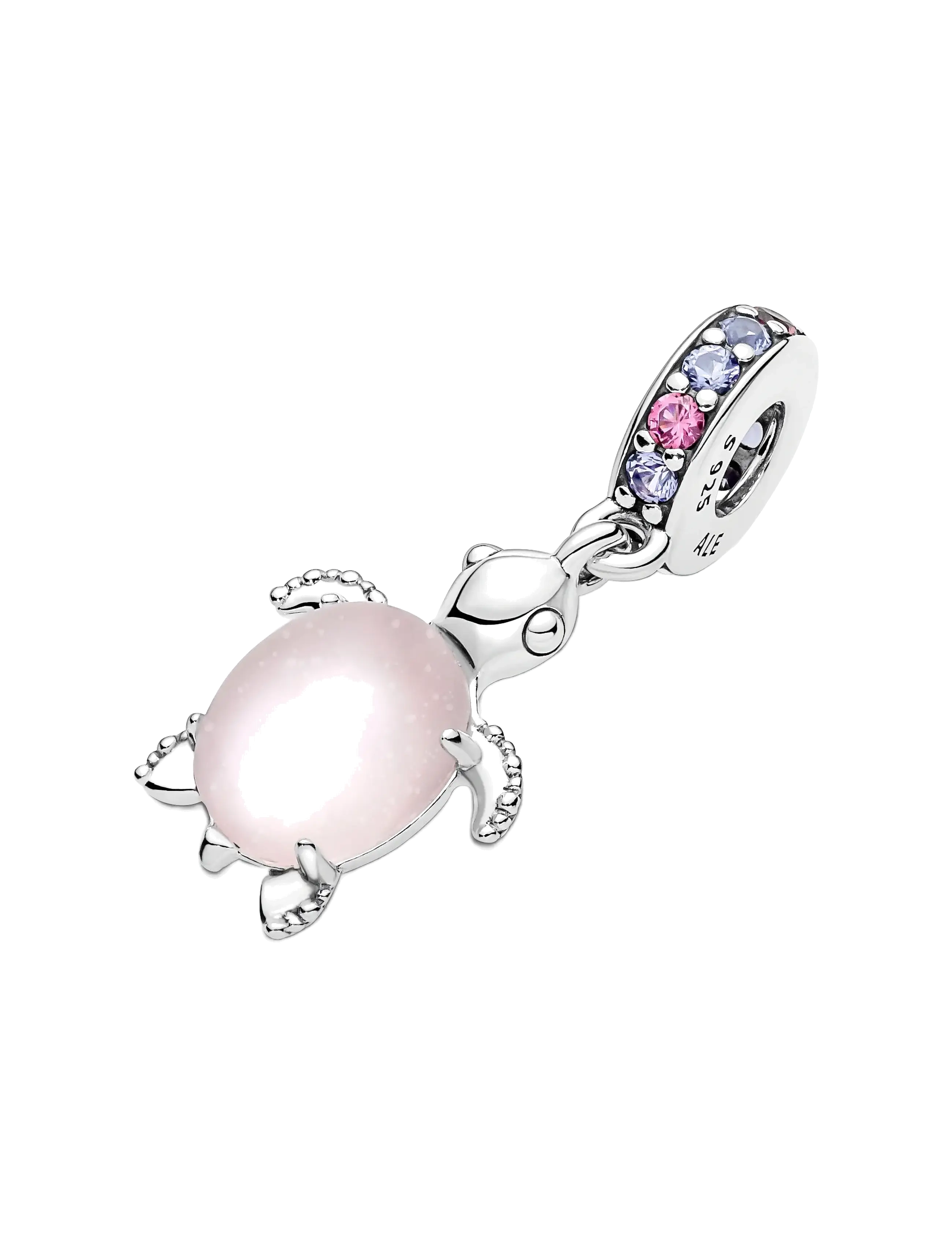 Pandora - Sea turtle sterling silver dangle with frosted dichroic pink Murano glass, regal purple and phlox pi - pink - 3
