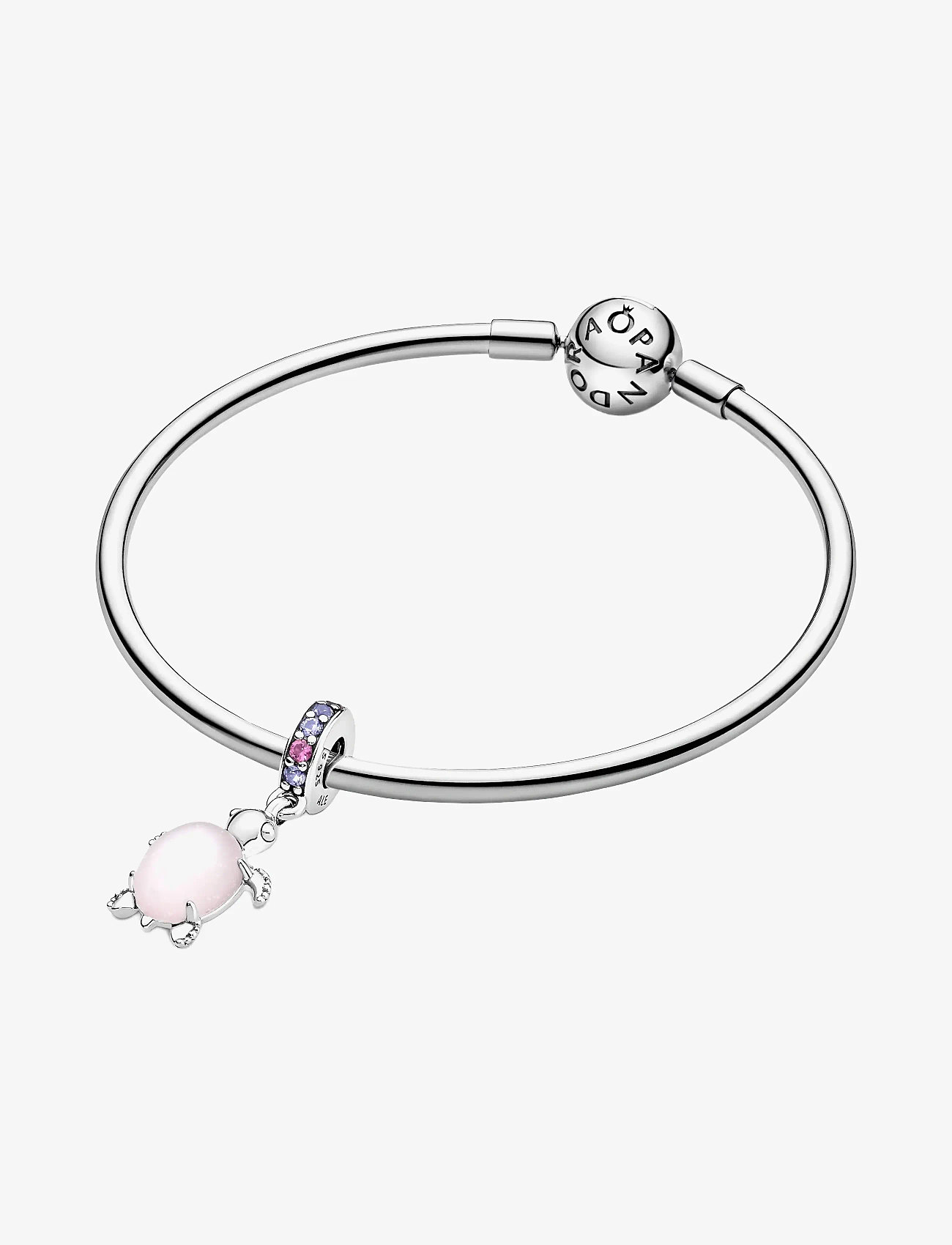 Pandora - Sea turtle sterling silver dangle with frosted dichroic pink Murano glass, regal purple and phlox pi - hängen & berlocker - pink - 4