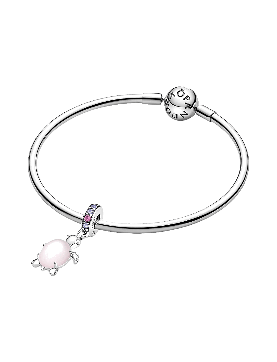 Pandora - Sea turtle sterling silver dangle with frosted dichroic pink Murano glass, regal purple and phlox pi - pink - 4