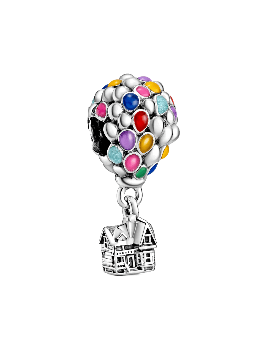 Pandora - Disney Up balloon sterling silver charm with blue, green, orange, pink and light blue enamel - pendentifs - multicolor - 1