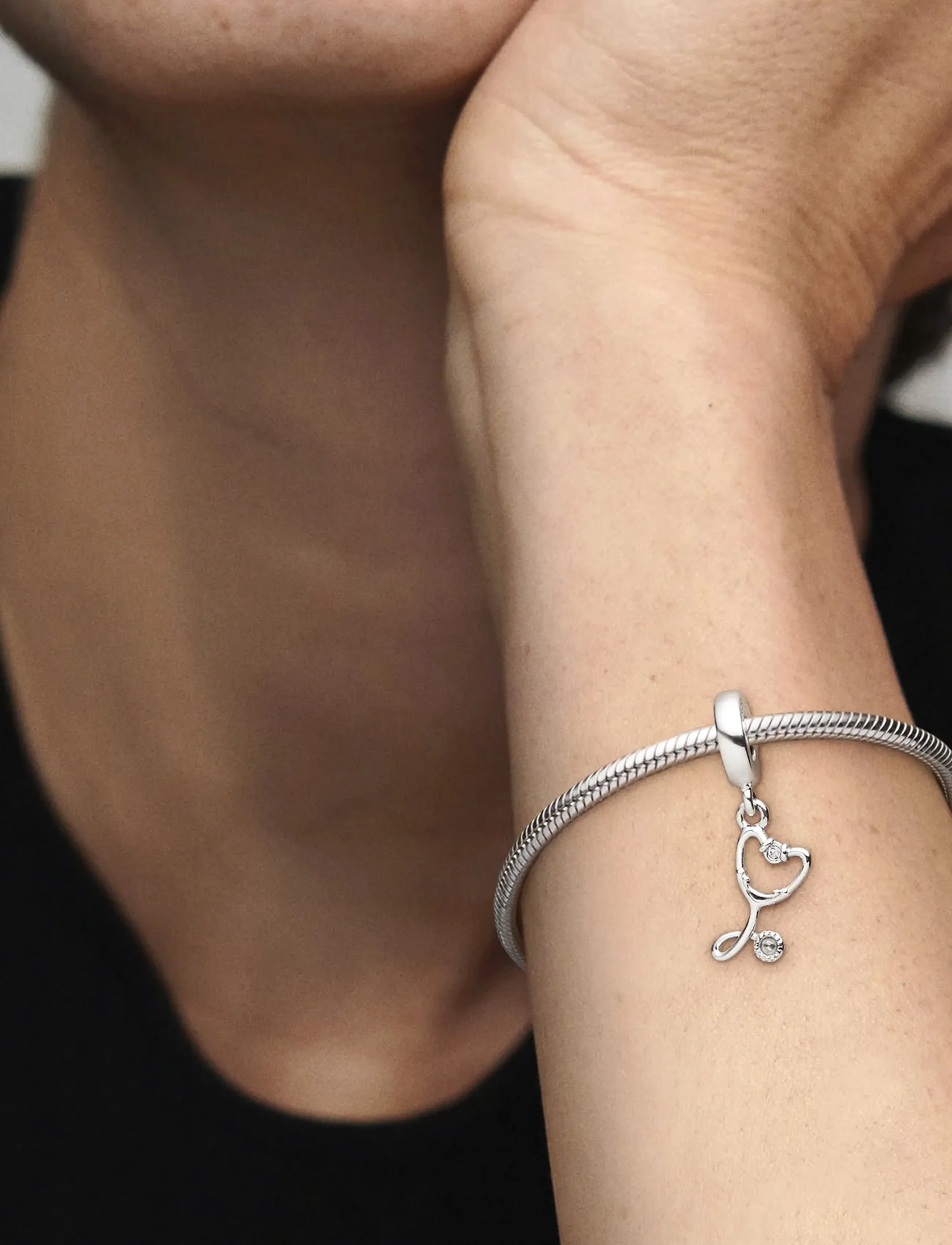 Pandora - Stethoscope sterling silver dangle with clear cubic zirconia - hängen & berlocker - clear - 2