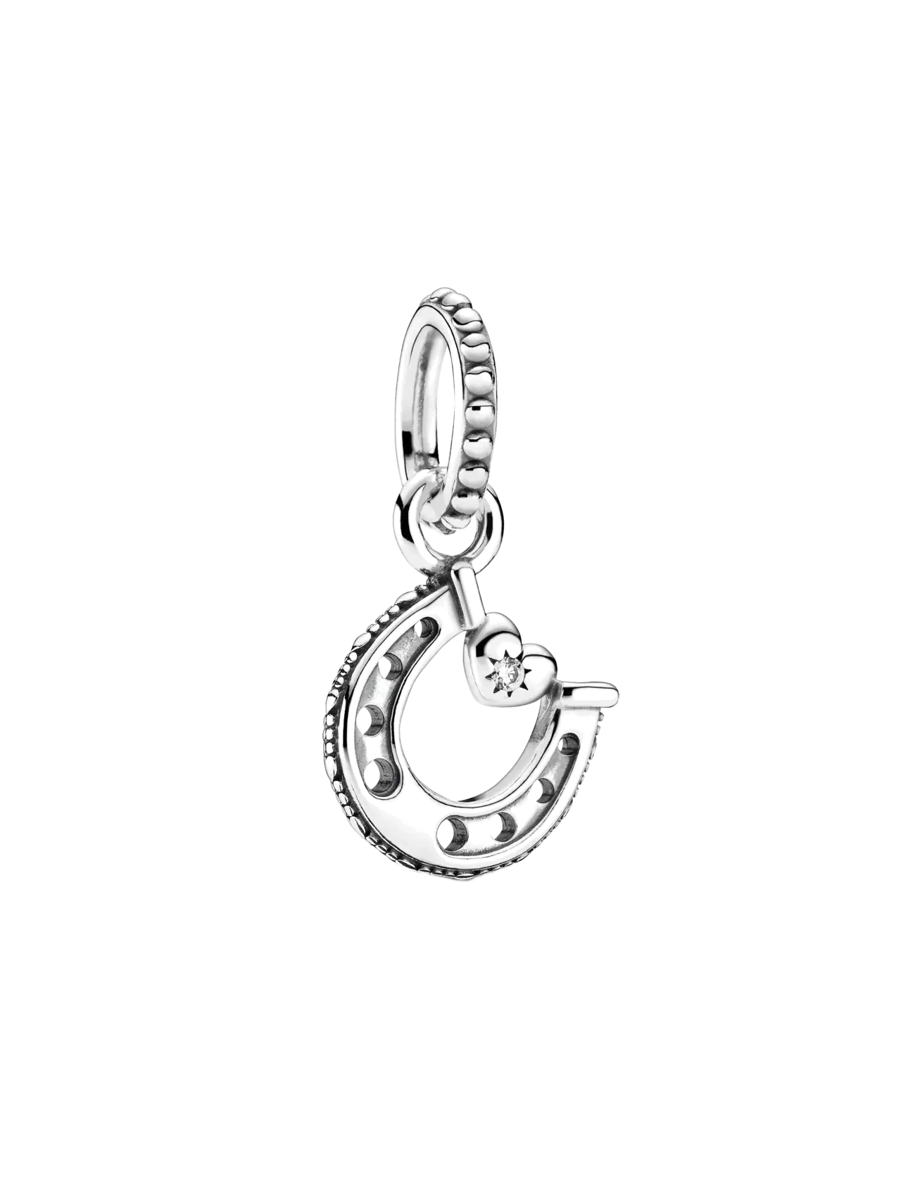 Pandora Horseshoe and heart sterling silver dangle with clear cubic zirconia - Charms - CLEAR / undefined