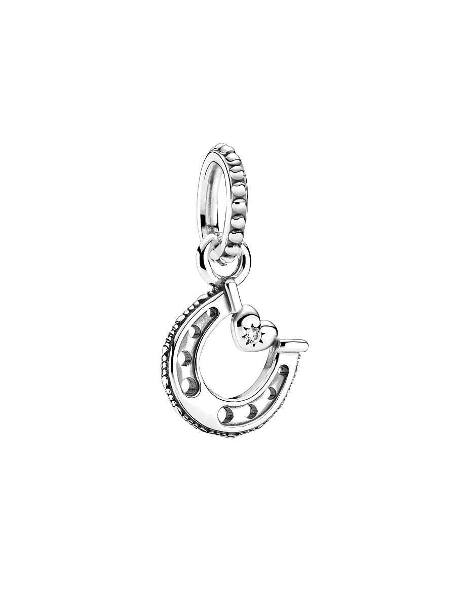 Pandora - Horseshoe and heart sterling silver dangle with clear cubic zirconia - anhänger - clear - 1