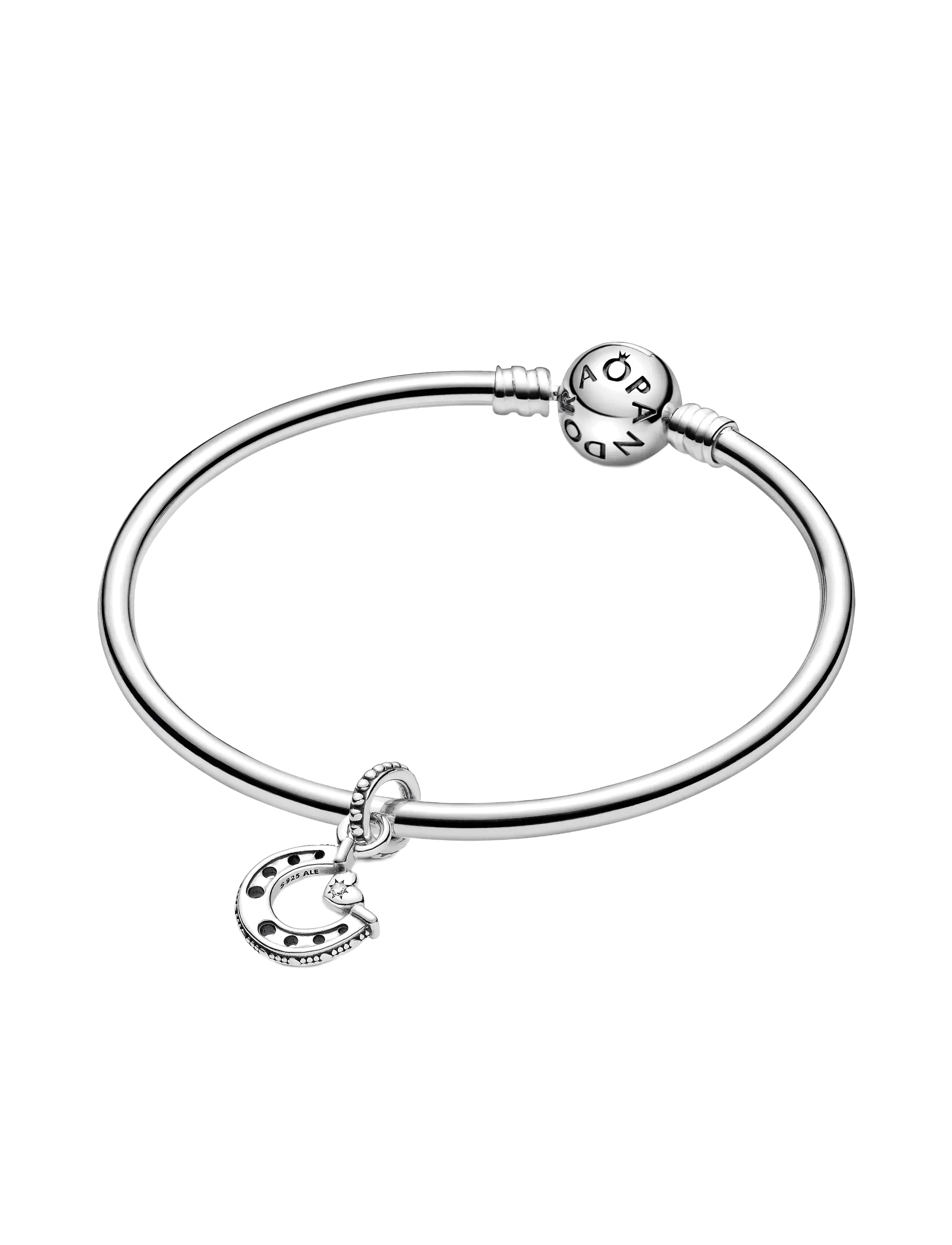 Pandora - Horseshoe and heart sterling silver dangle with clear cubic zirconia - anhänger - clear - 2
