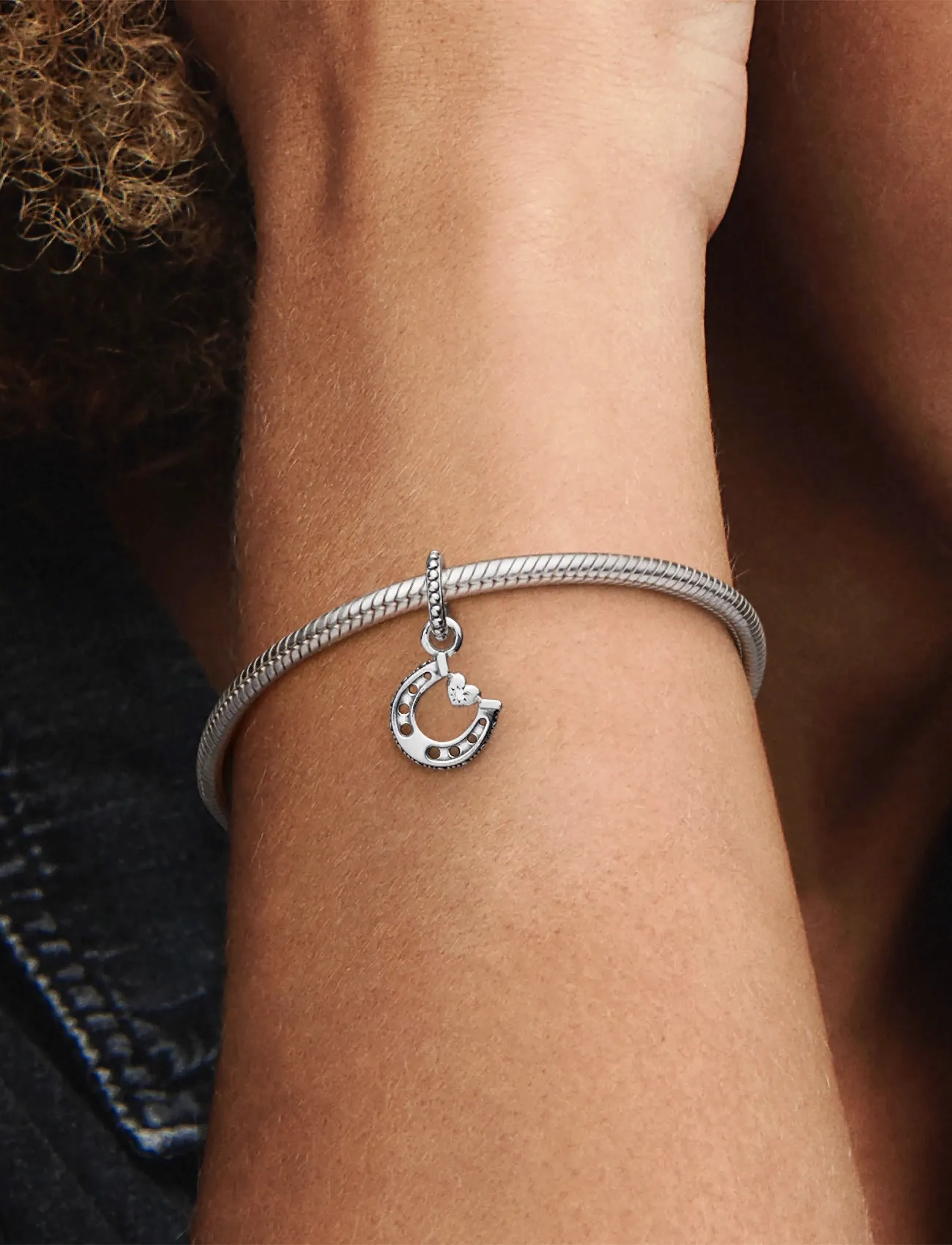 Pandora Horseshoe And Heart Sterling Silver Dangle With Clear Cubic Zirconia, One Size, Jewellery, Silber - Pendants, Frauen