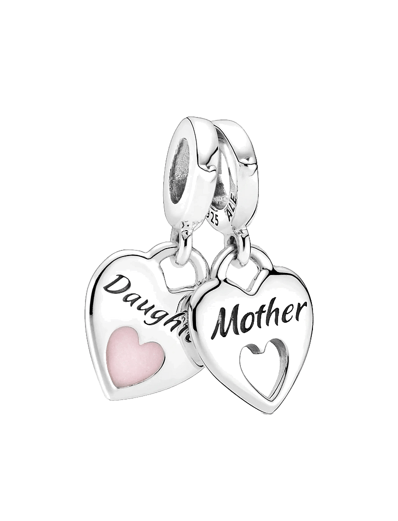 Pandora - Mother and daughter hearts sterling silver split dangle with shimmering pink enamel - hängen & berlocker - pink - 1