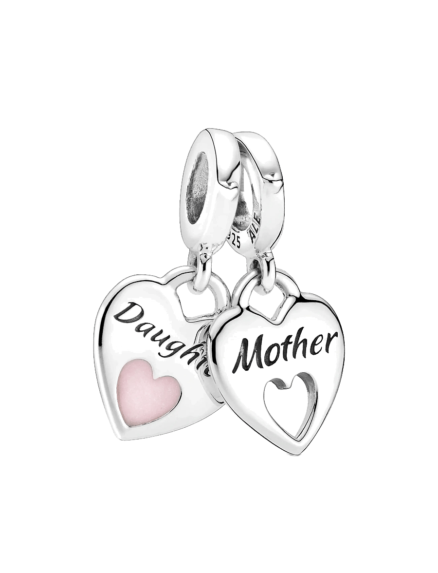 Pandora - Double Heart Split Dangle Charm - anhänger - pink - 1
