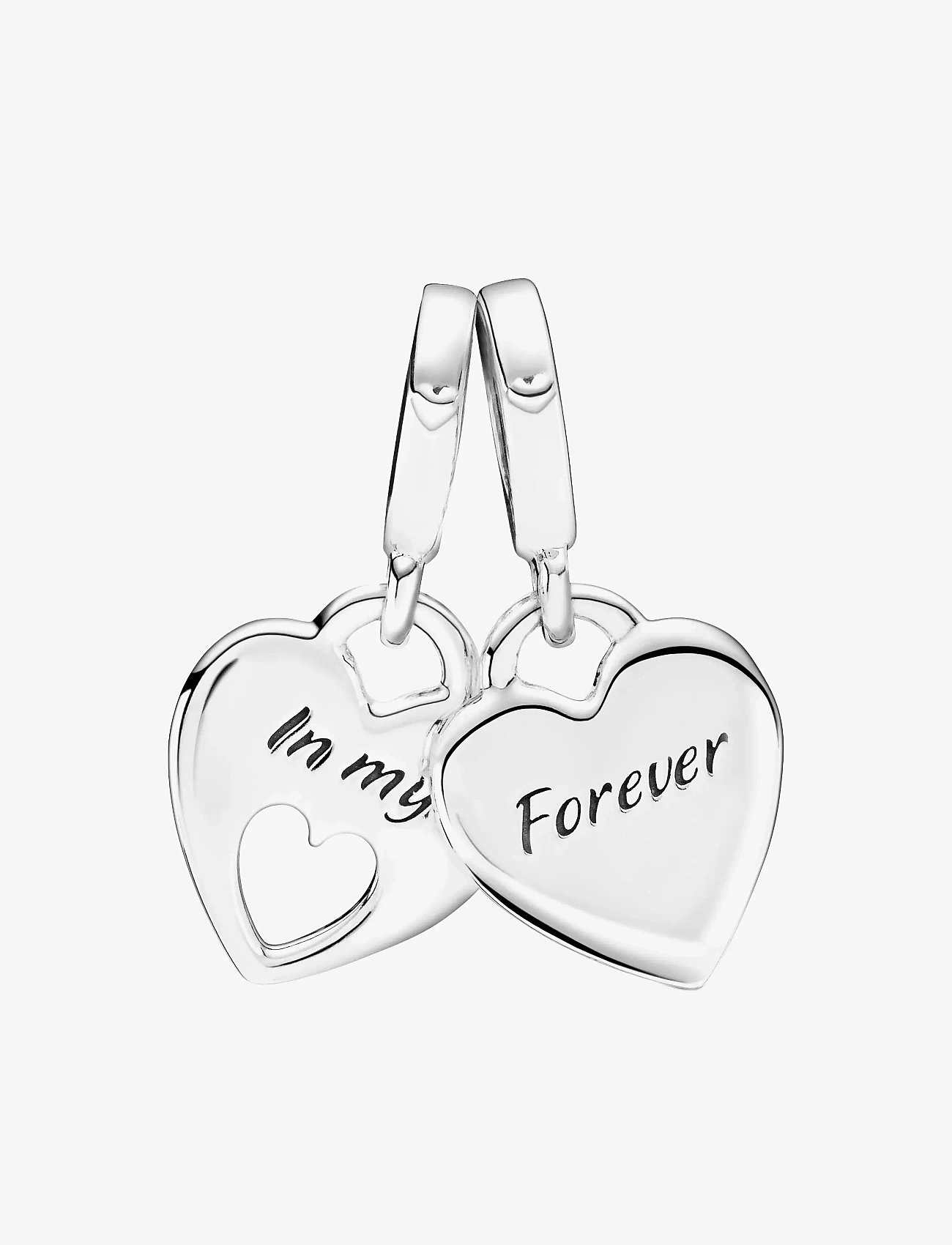 Pandora - Mother and daughter hearts sterling silver split dangle with shimmering pink enamel - hängen & berlocker - pink - 2
