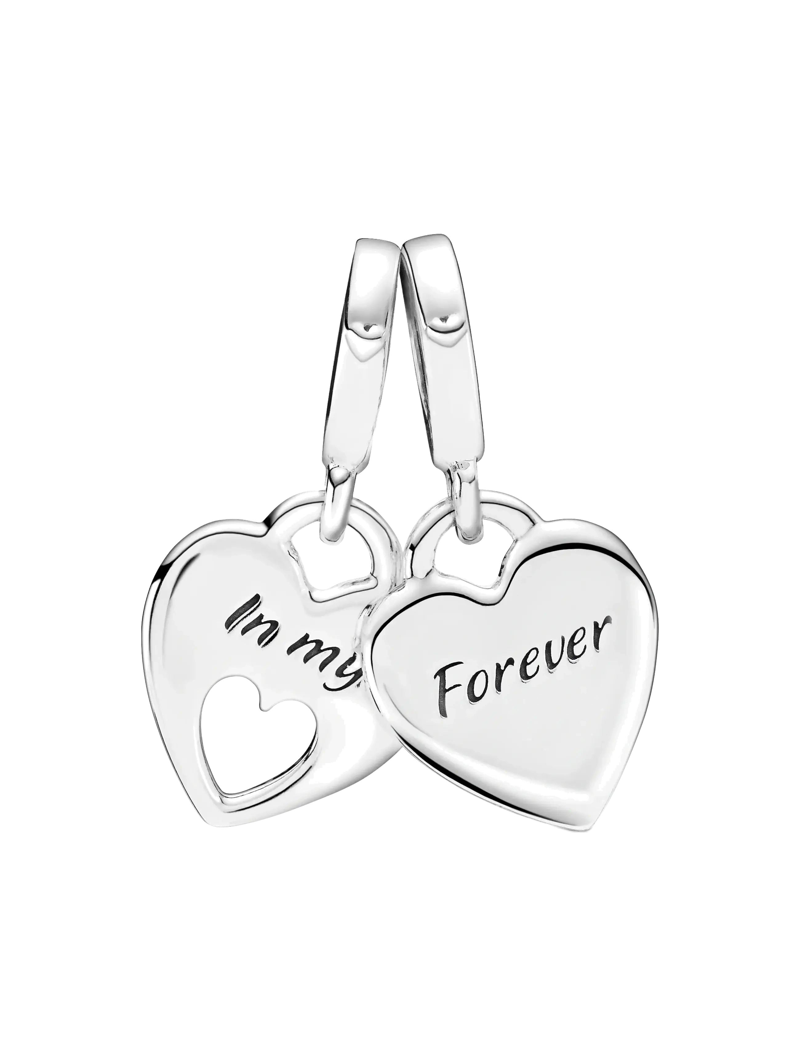 Pandora - Double Heart Split Dangle Charm - anhänger - pink - 2