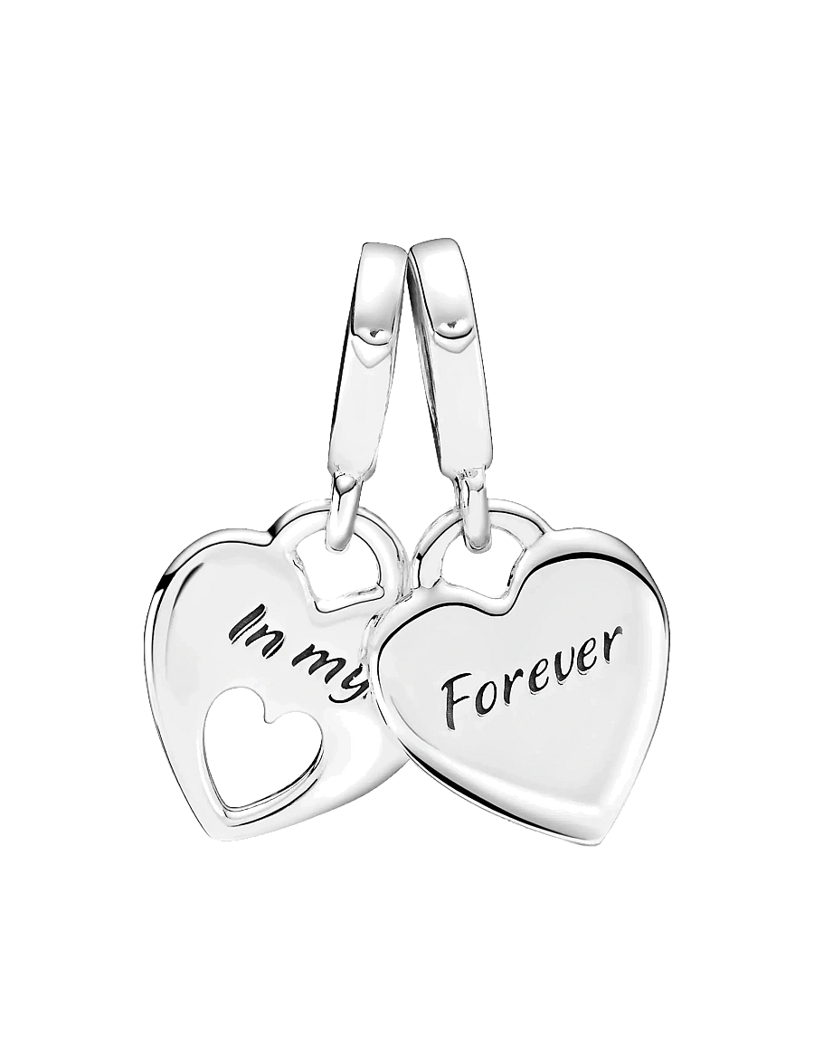 Pandora - Double Heart Split Dangle Charm - anhänger - pink - 2