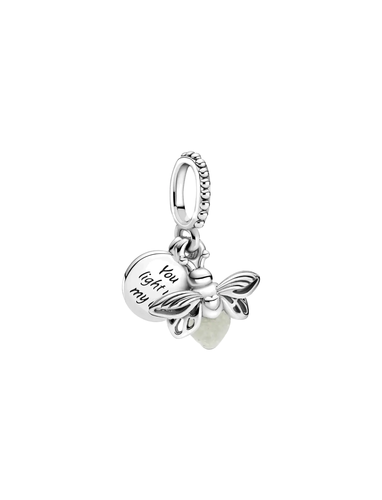 Pandora Firefly Sterling Silver Dangle With Milky Green Photoluminescent Glass, One Size, Jewellery, Silber - Pendants, Frauen