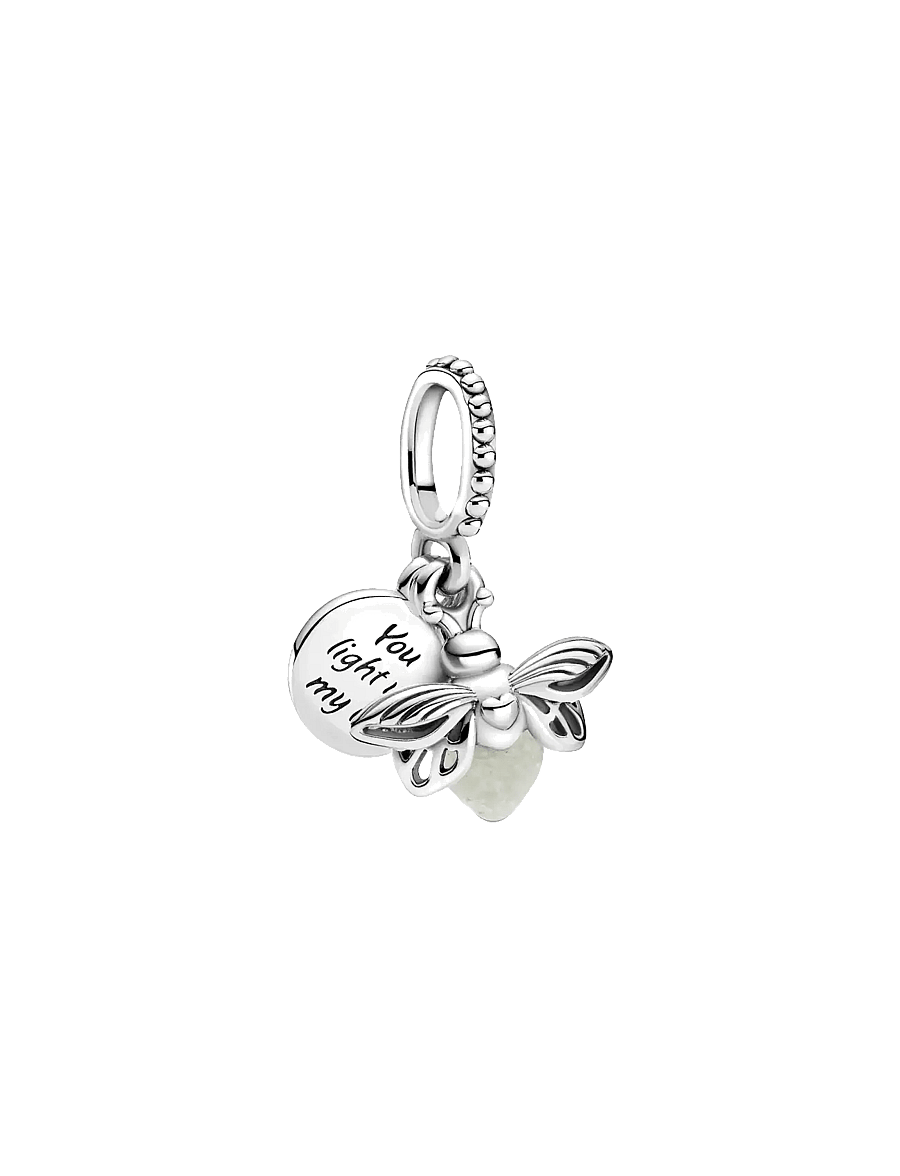 Pandora - Firefly sterling silver dangle with milky green photoluminescent glass - anhänger - green - 0