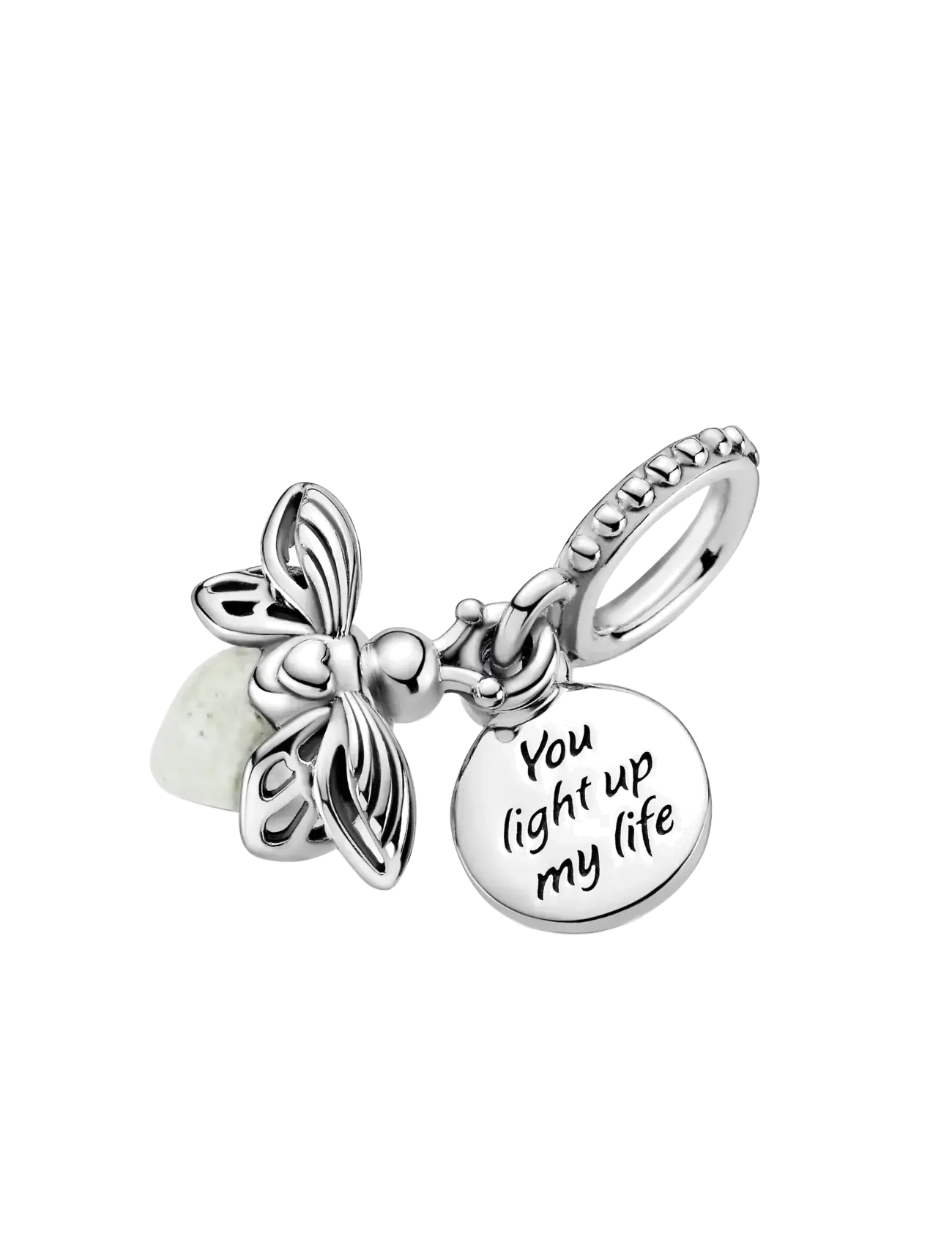 Pandora - Firefly sterling silver dangle with milky green photoluminescent glass - anhänger - green - 1