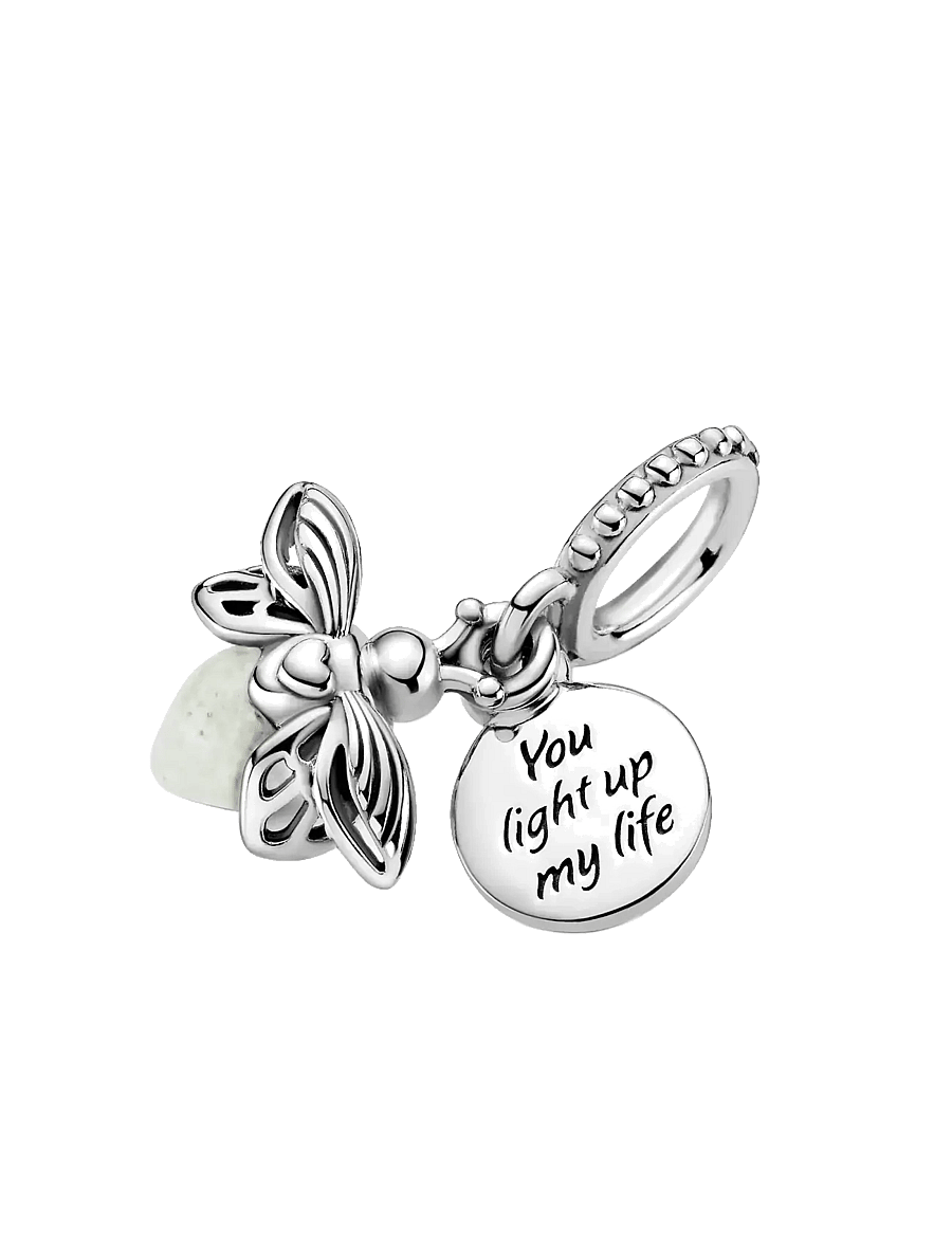 Pandora - Firefly sterling silver dangle with milky green photoluminescent glass - anhänger - green - 1