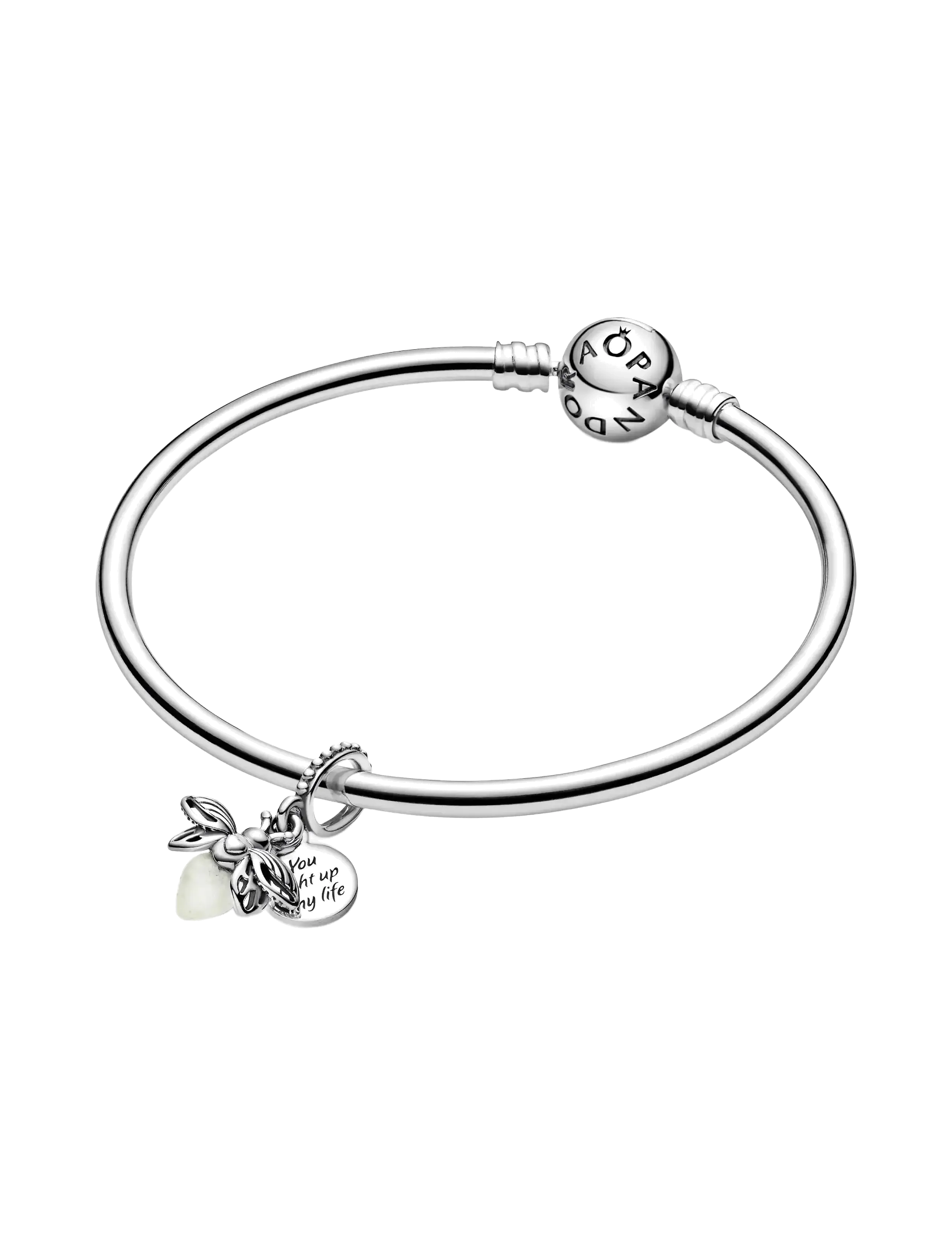 Pandora - Firefly sterling silver dangle with milky green photoluminescent glass - anhänger - green - 2