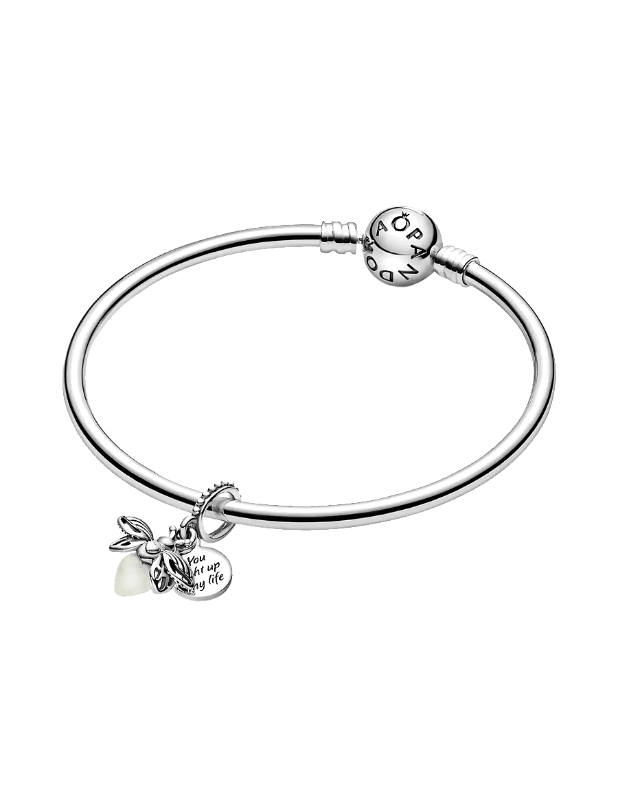 Pandora - Firefly sterling silver dangle with milky green photoluminescent glass - anhänger - green - 2