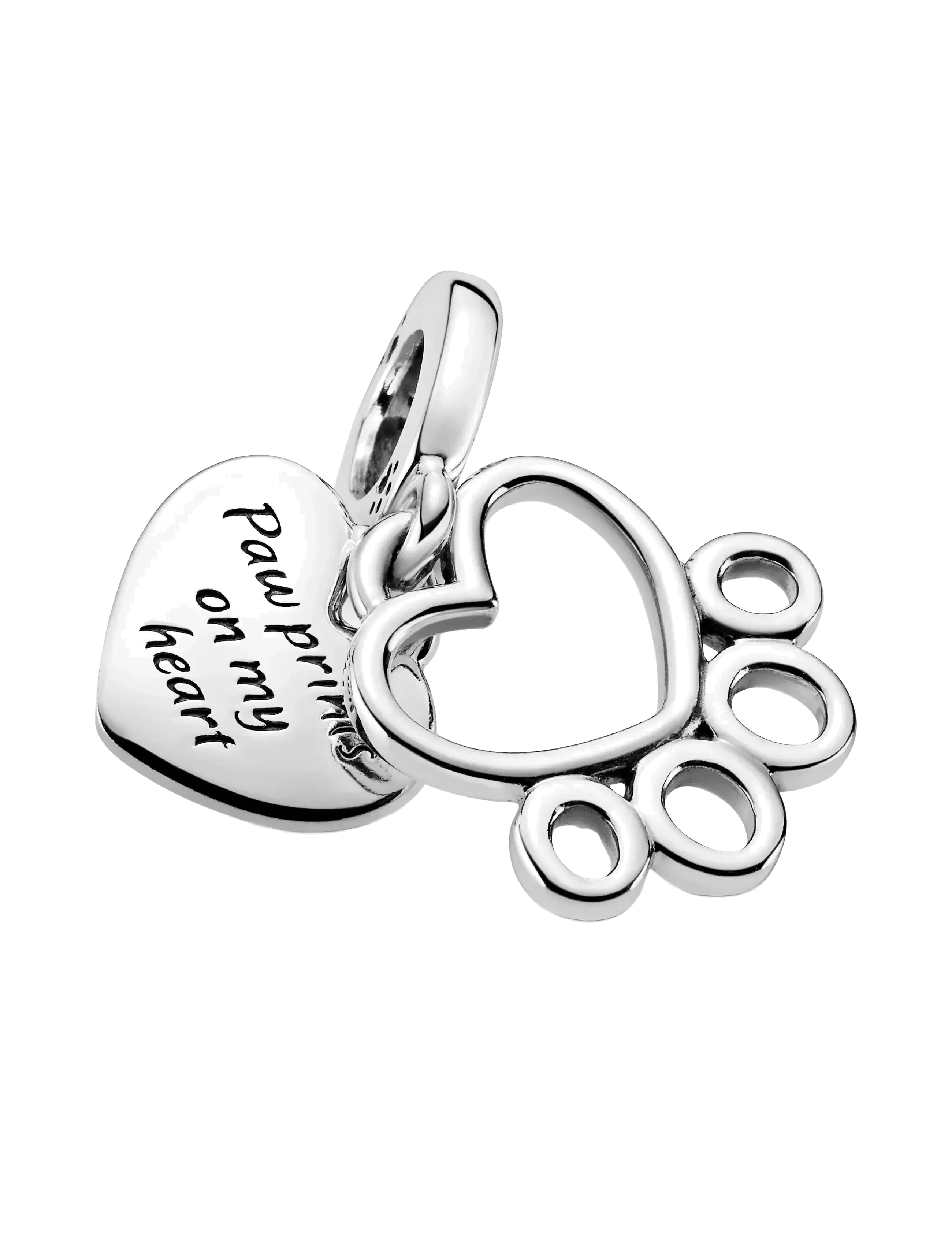 Pandora - Paw print and heart sterling silver dangle - pendentifs - no color - 2