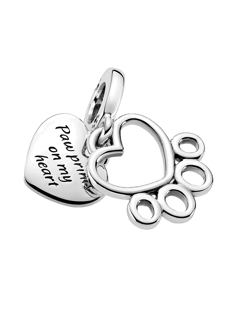 Pandora - Paw print and heart sterling silver dangle - pendentifs - no color - 2