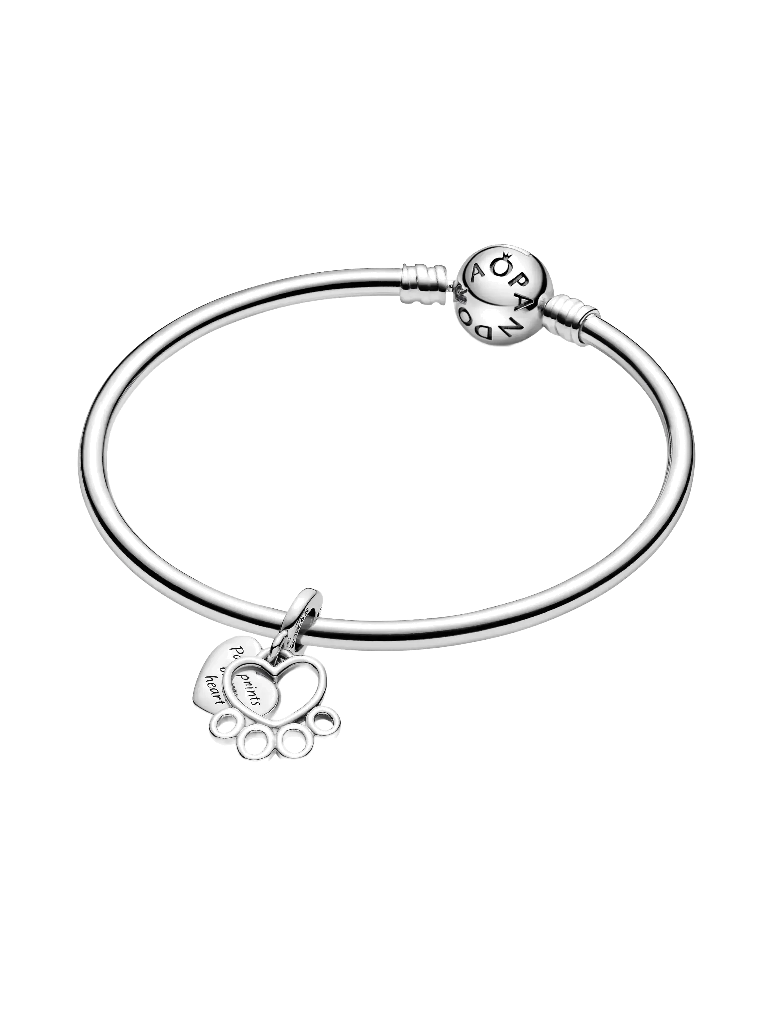 Pandora - Paw print and heart sterling silver dangle - pendentifs - no color - 3