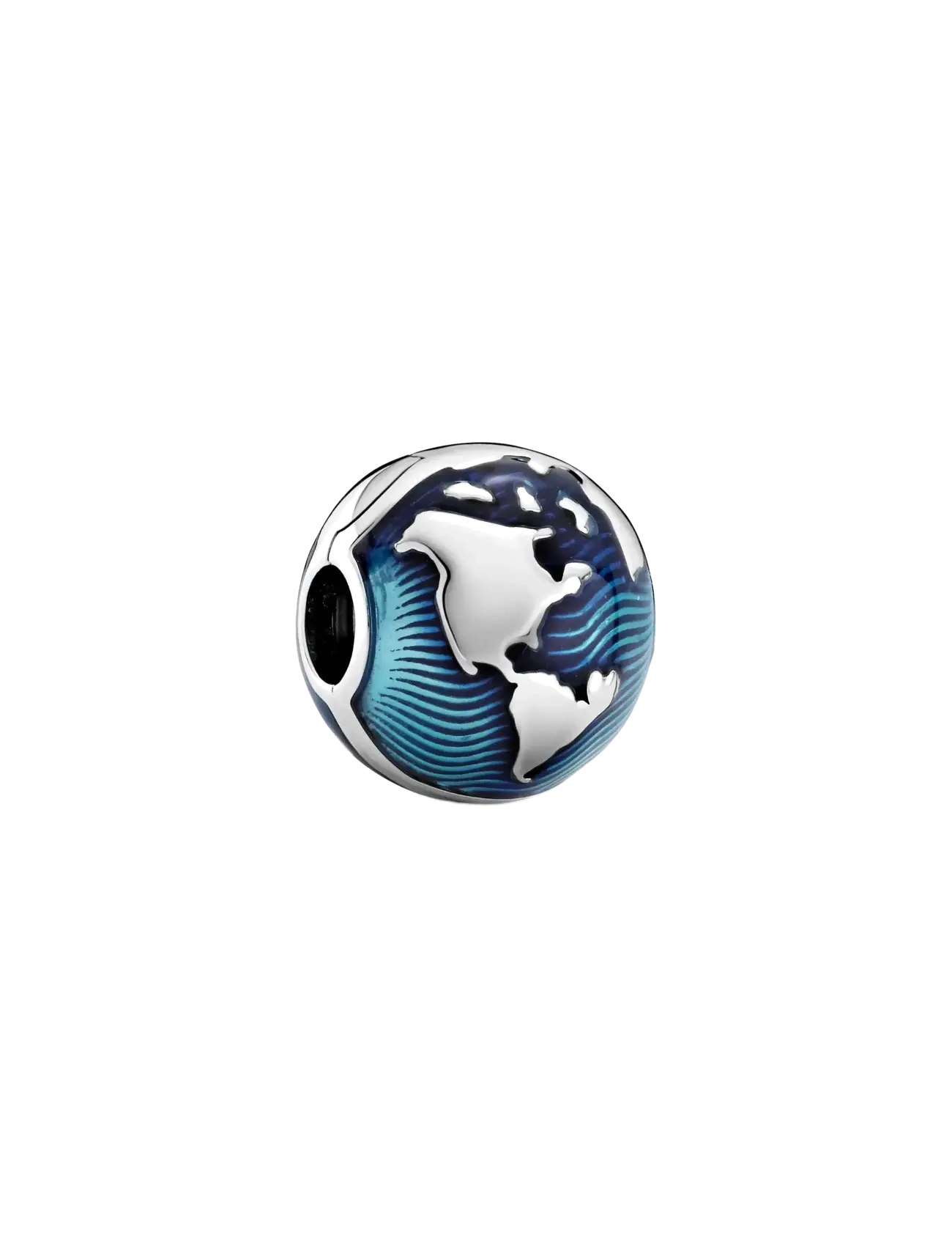 Pandora Globe sterling silver clip with transparent blue enamel - Charms - BLUE / blue