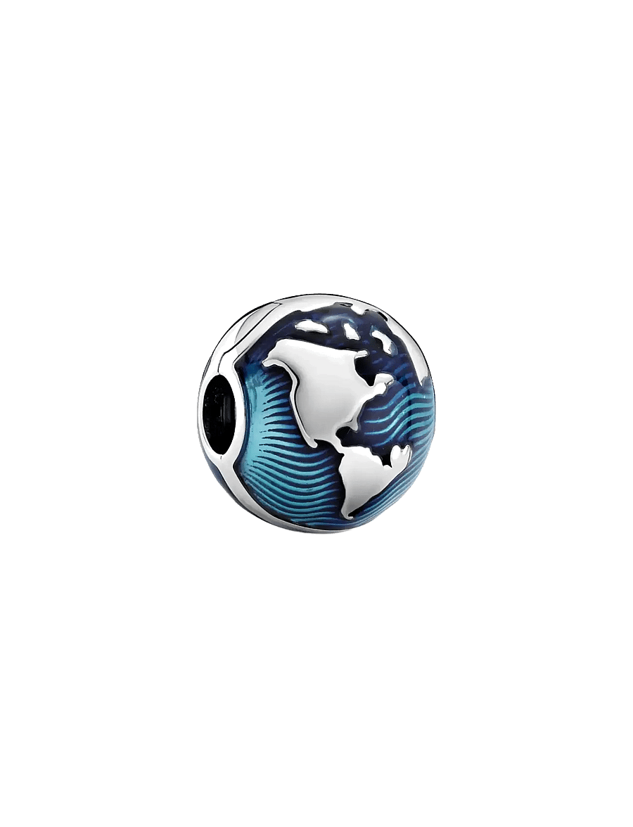 Pandora - Globe sterling silver clip with transparent blue enamel - blue - 1