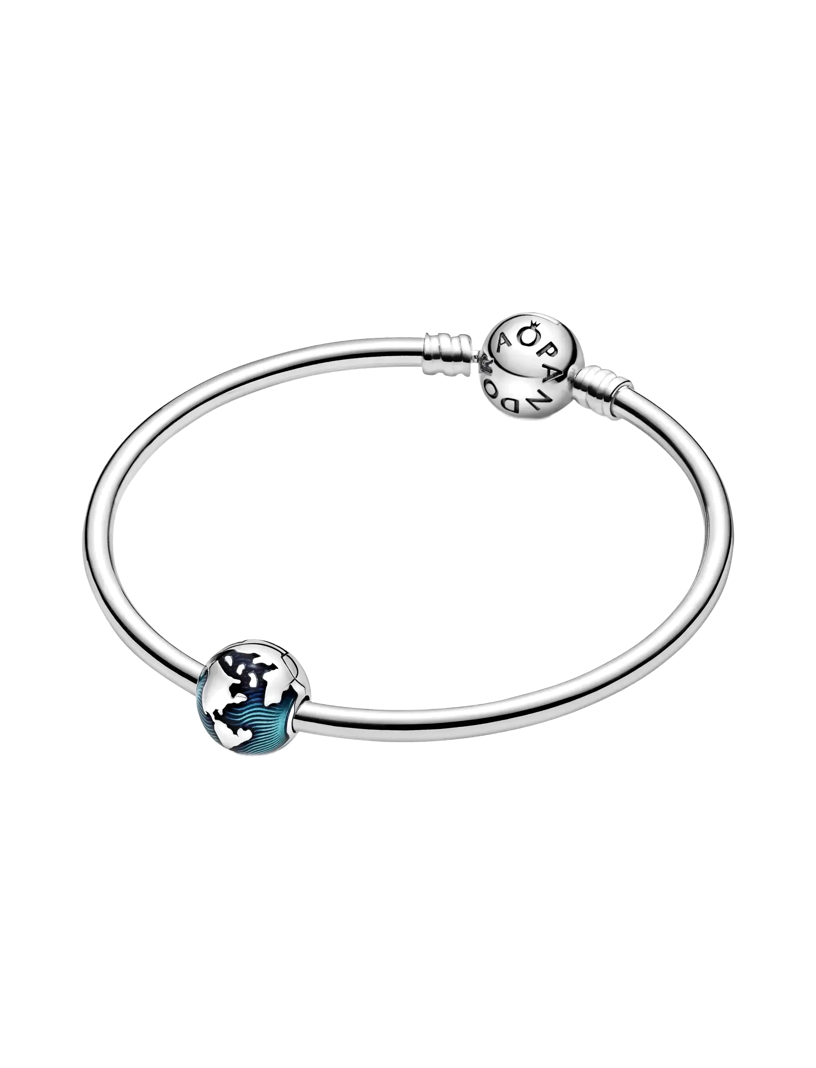 Pandora - Globe sterling silver clip with transparent blue enamel - pendants - blue - 2