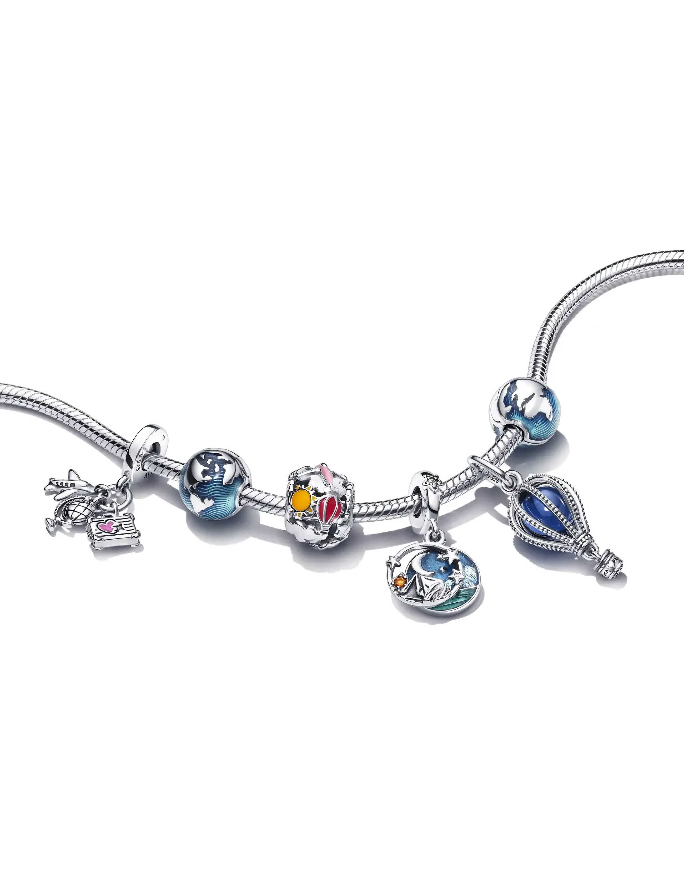 Pandora - Globe sterling silver clip with transparent blue enamel - pendants - blue - 3