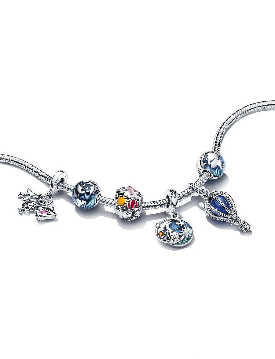 Pandora - Globe sterling silver clip with transparent blue enamel - blue - 3