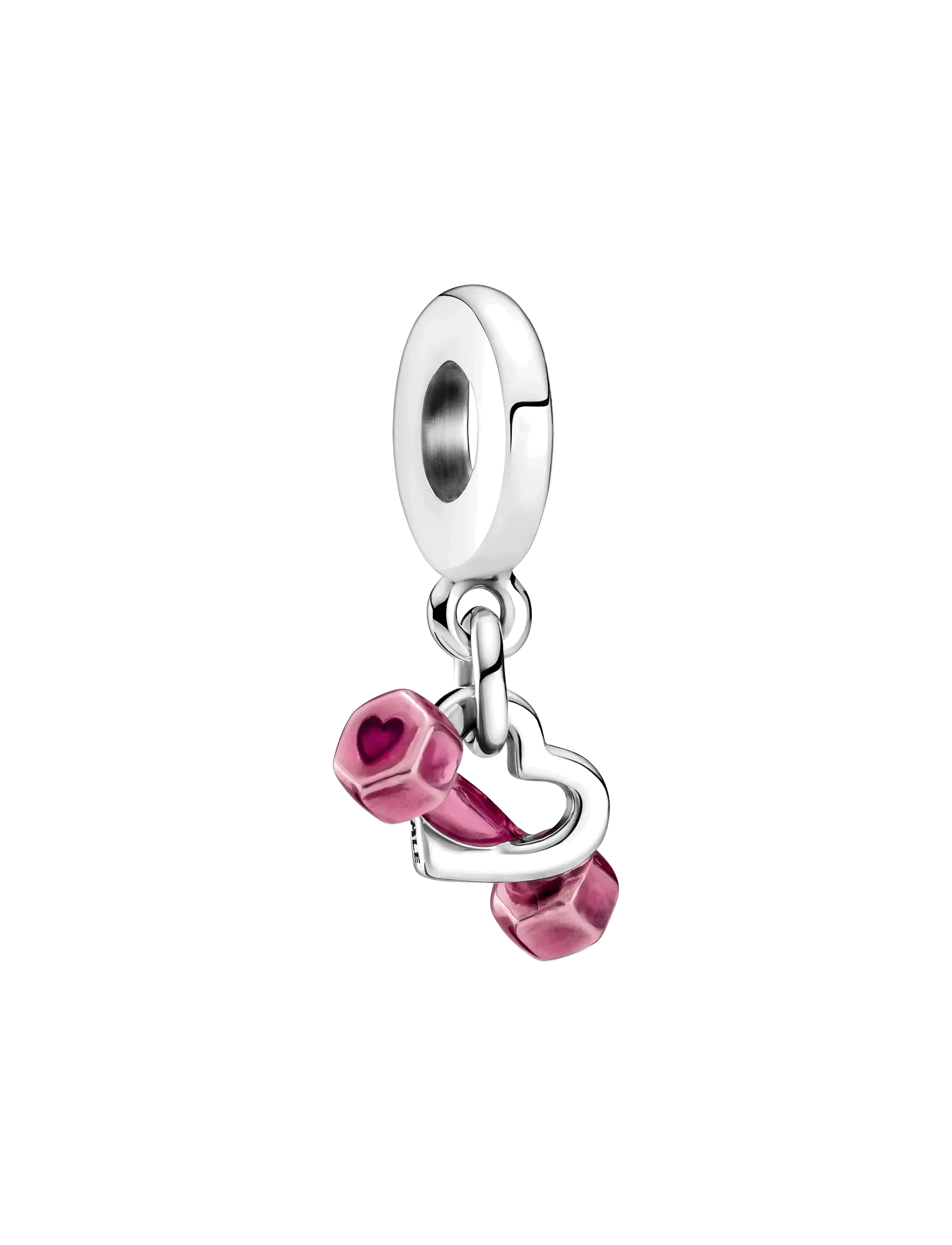 Pandora Dumbbell sterling silver dangle with transparent pink enamel - Charms - PINK / silver