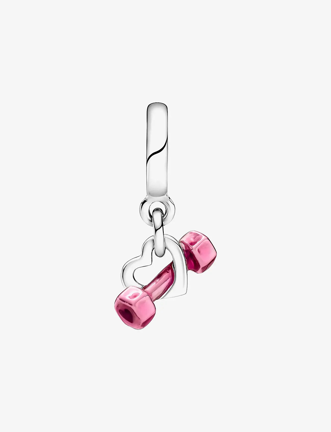 Pandora - Dumbbell sterling silver dangle with transparent pink enamel - vedhæng - pink - 2