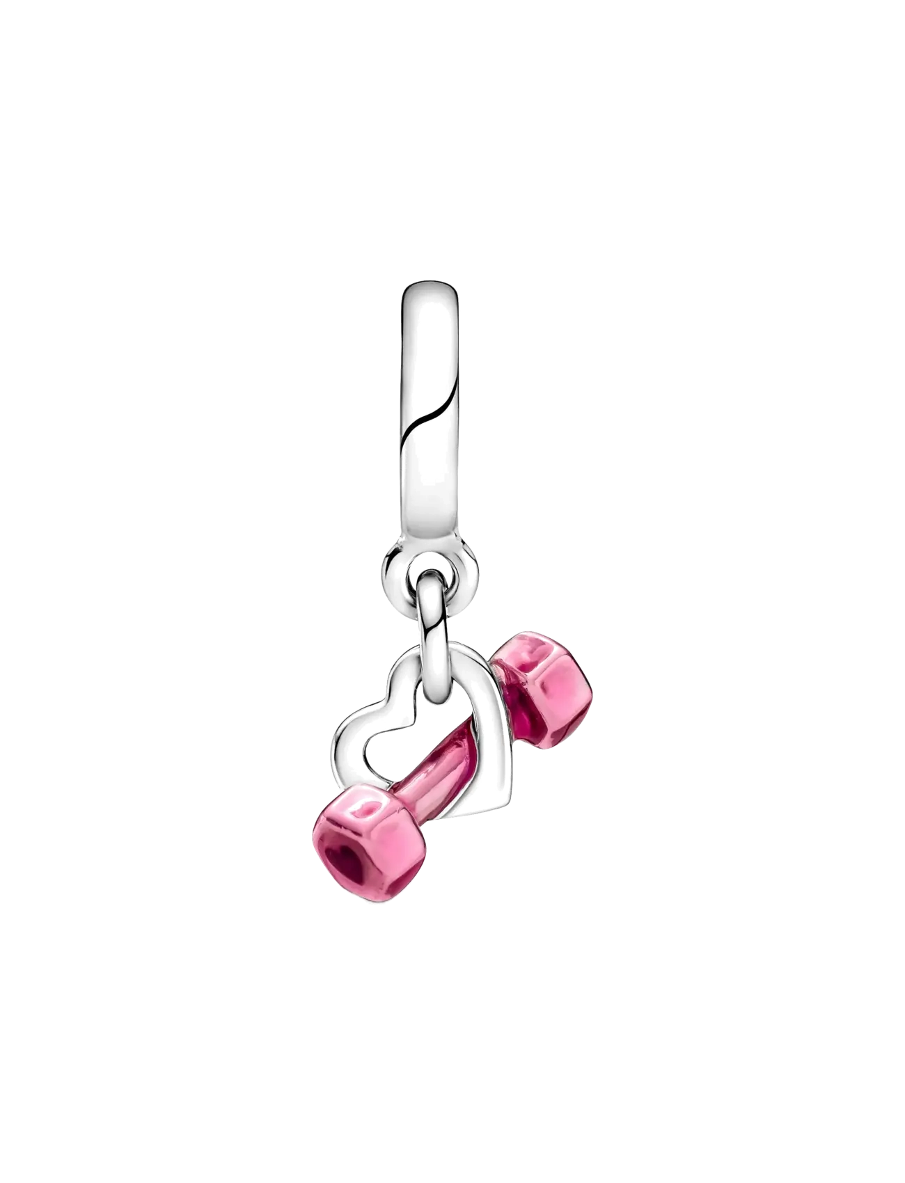 Pandora - Dumbbell sterling silver dangle with transparent pink enamel - pendants - pink - 2