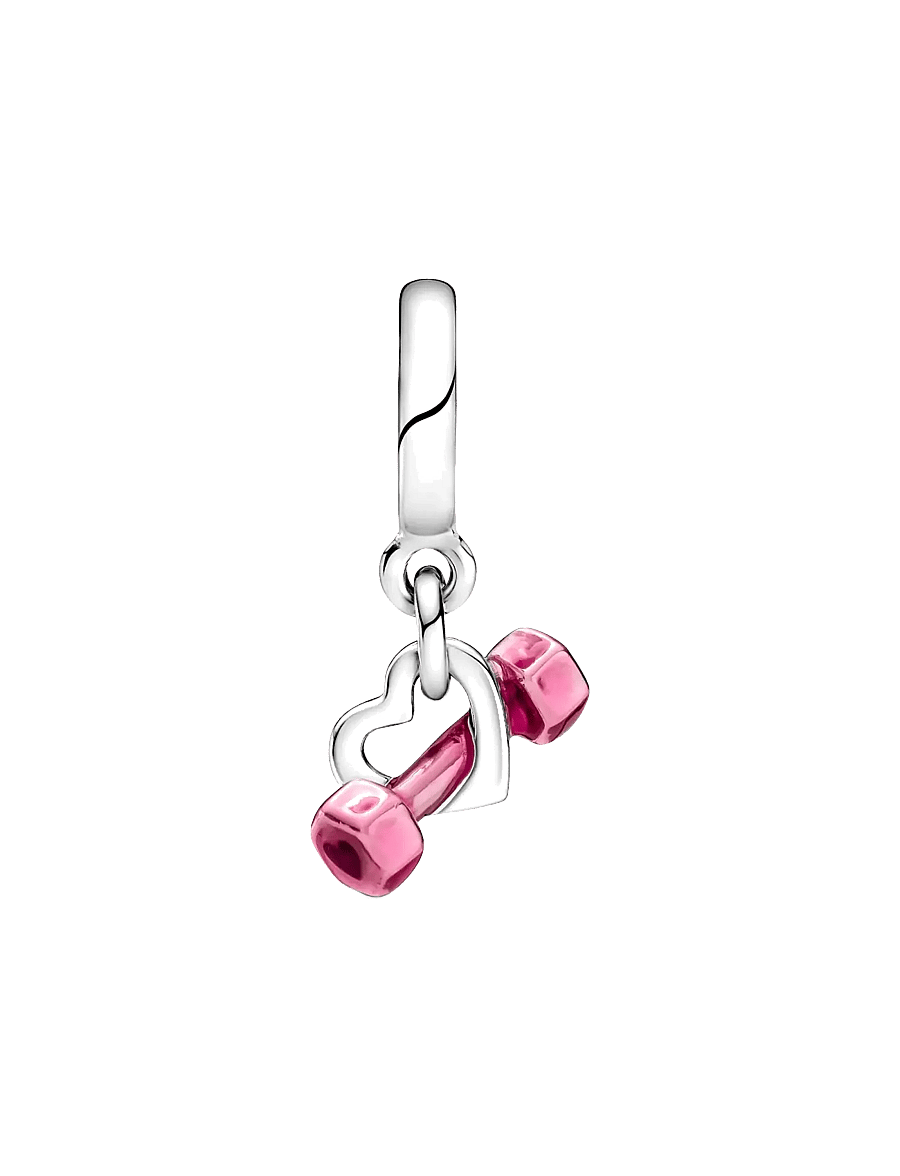 Pandora - Dumbbell sterling silver dangle with transparent pink enamel - hängen & berlocker - pink - 2