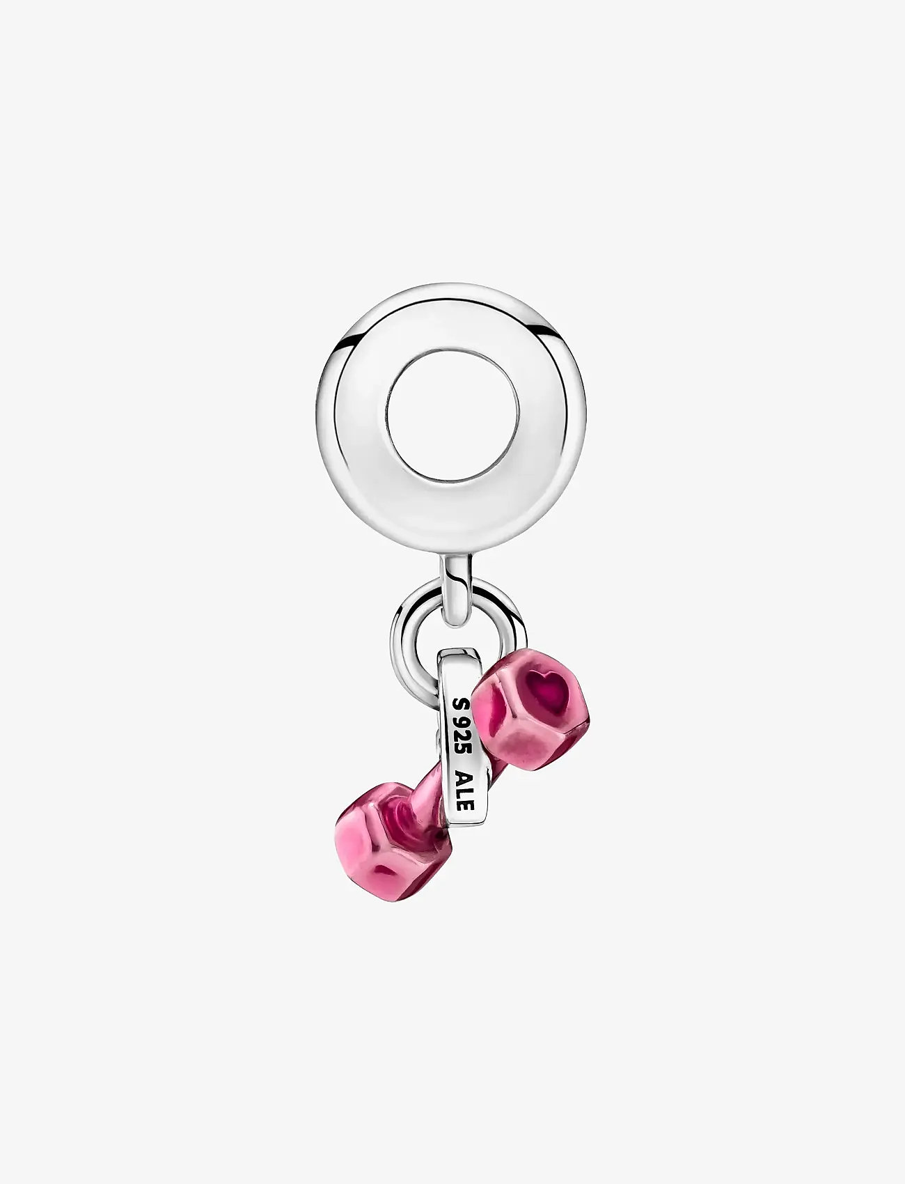 Pandora - Dumbbell sterling silver dangle with transparent pink enamel - vedhæng - pink - 3