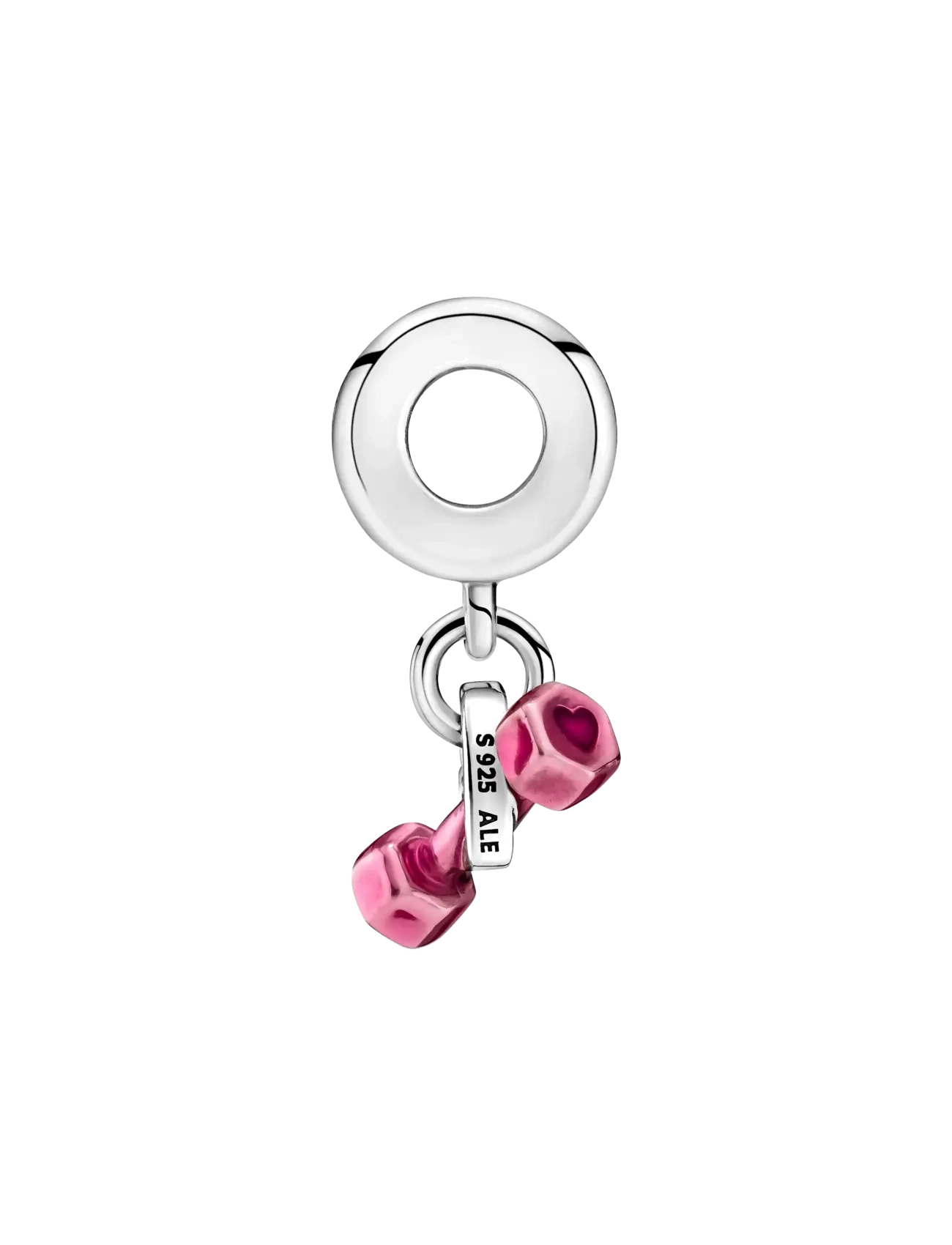 Pandora - Dumbbell sterling silver dangle with transparent pink enamel - pendants - pink - 3
