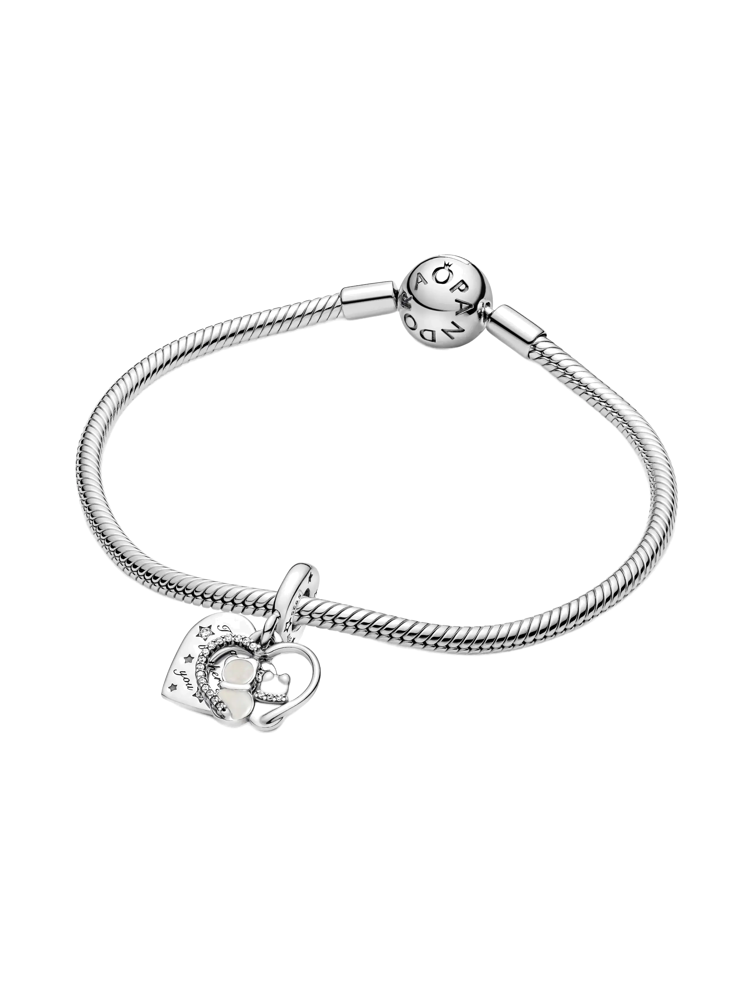 Pandora - Cats and heart sterling silver dangle with clear cubic zirconia and shimmering silver enamel - anhänger - white - 3