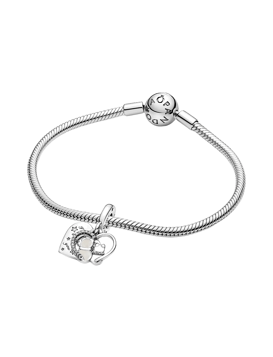Pandora - Cats and heart sterling silver dangle with clear cubic zirconia and shimmering silver enamel - anhänger - white - 3