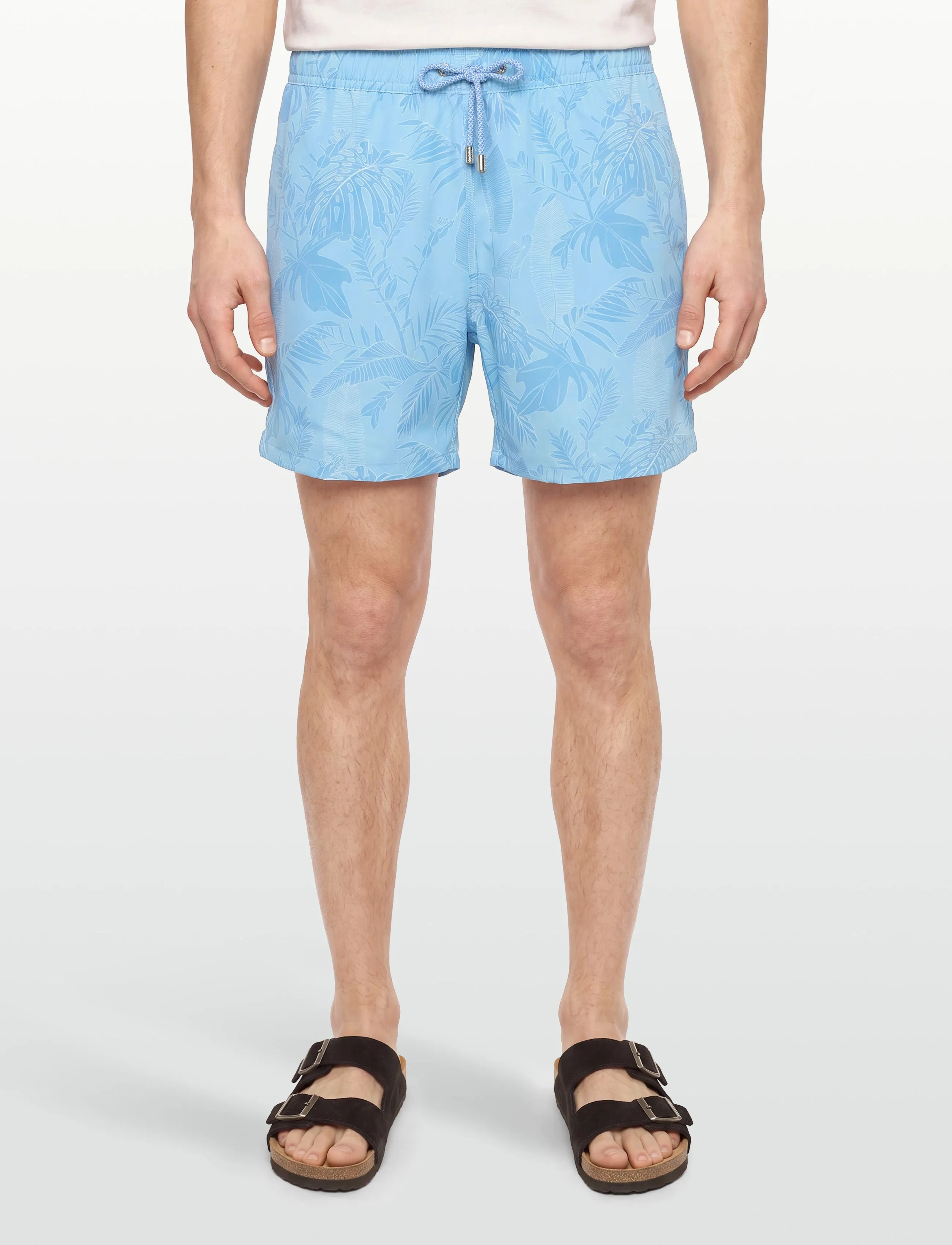 Panos Emporio - Classic Leaf Swimshort - badeshorts - light blue - 3
