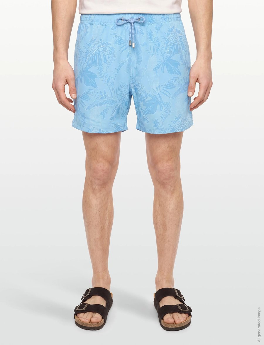 Panos Emporio - Classic Leaf Swimshort - badeshorts - light blue - 3