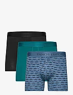 PANOS EMPORIO 3PK BASE BAMBOO BOXER - BLACK/BLUESTEEL ELEMENT-BLACK/TEAL GREEN