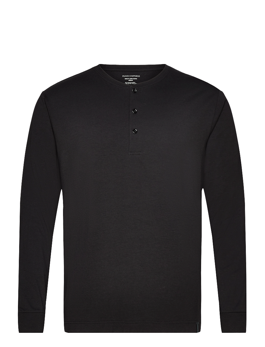 Panos Emporio - Lounge Henley Cotton Bamboo - pyjamapaidat - black - 1