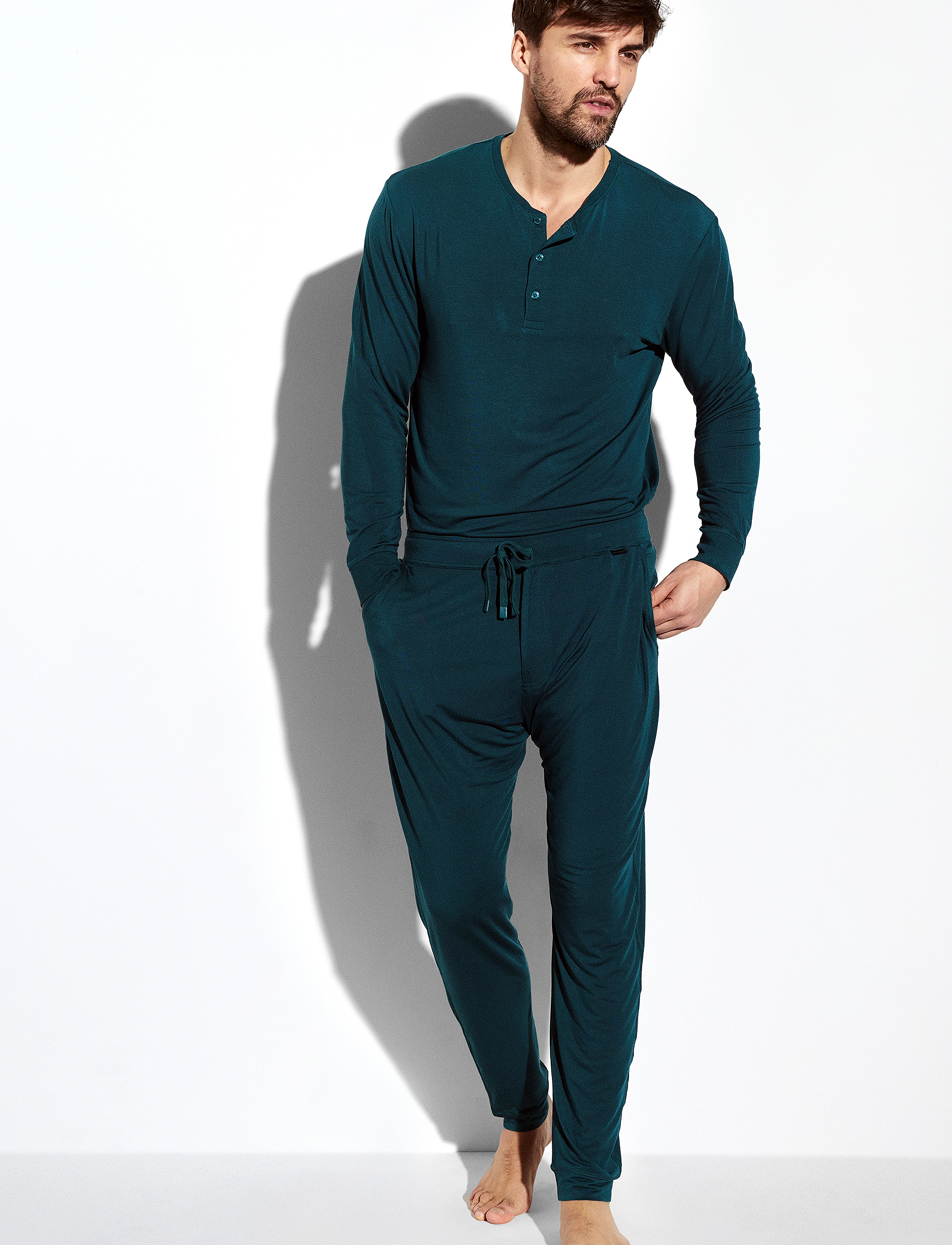 Panos Emporio - Lounge Pant Cotton Bamboo - deep teal - 3