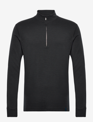 Wool/Bamboo Half Zip Sweater - BLACK